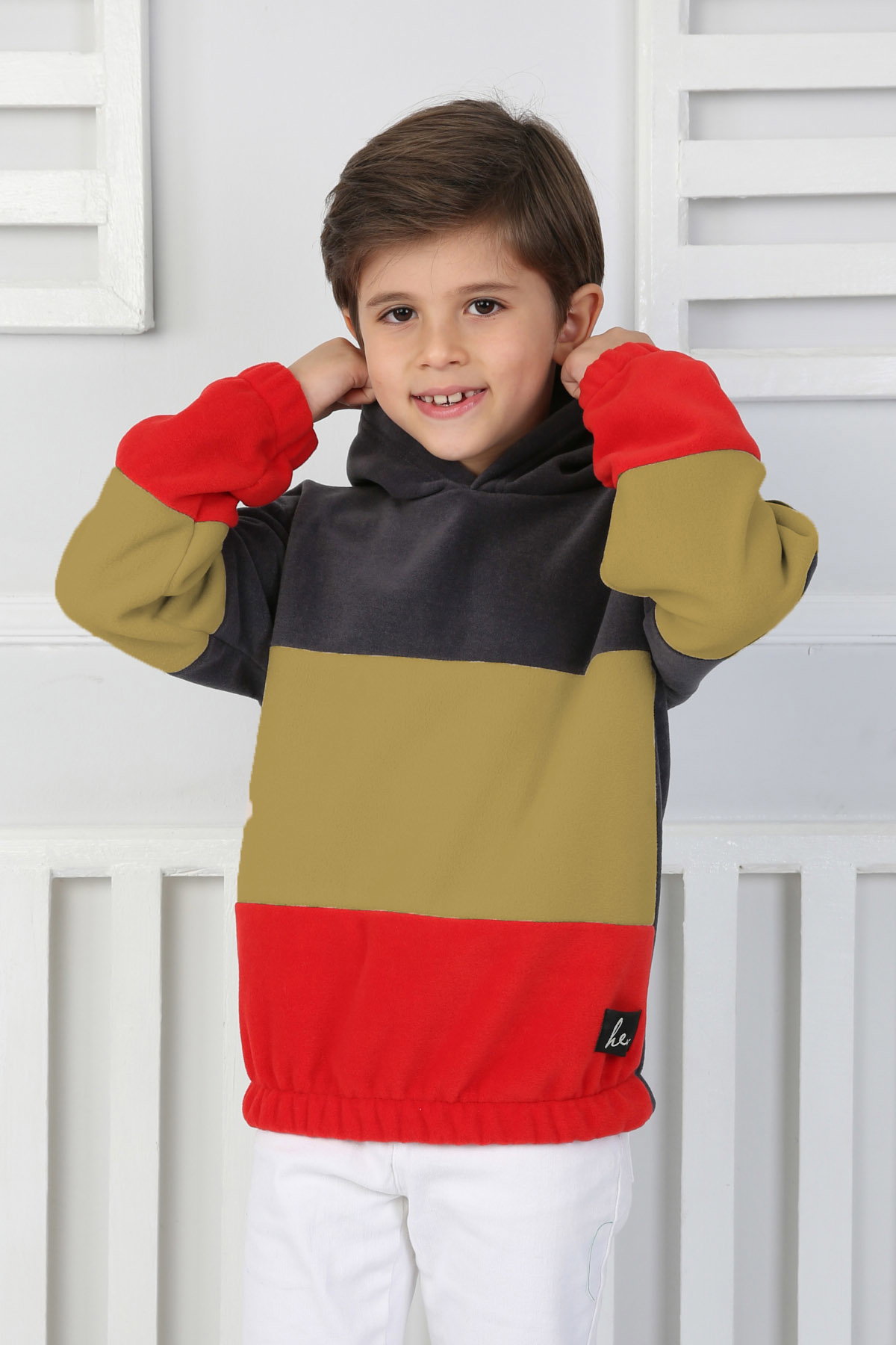 Erkek Çocuk Vizon Renkli Çocuk Polar Sweat - 26725 - 1