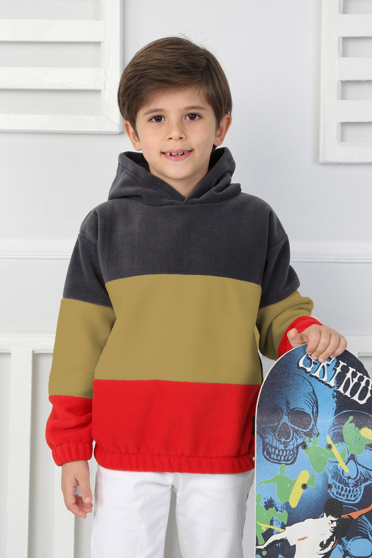 Erkek Çocuk Vizon Renkli Çocuk Polar Sweat - 26725 - 3