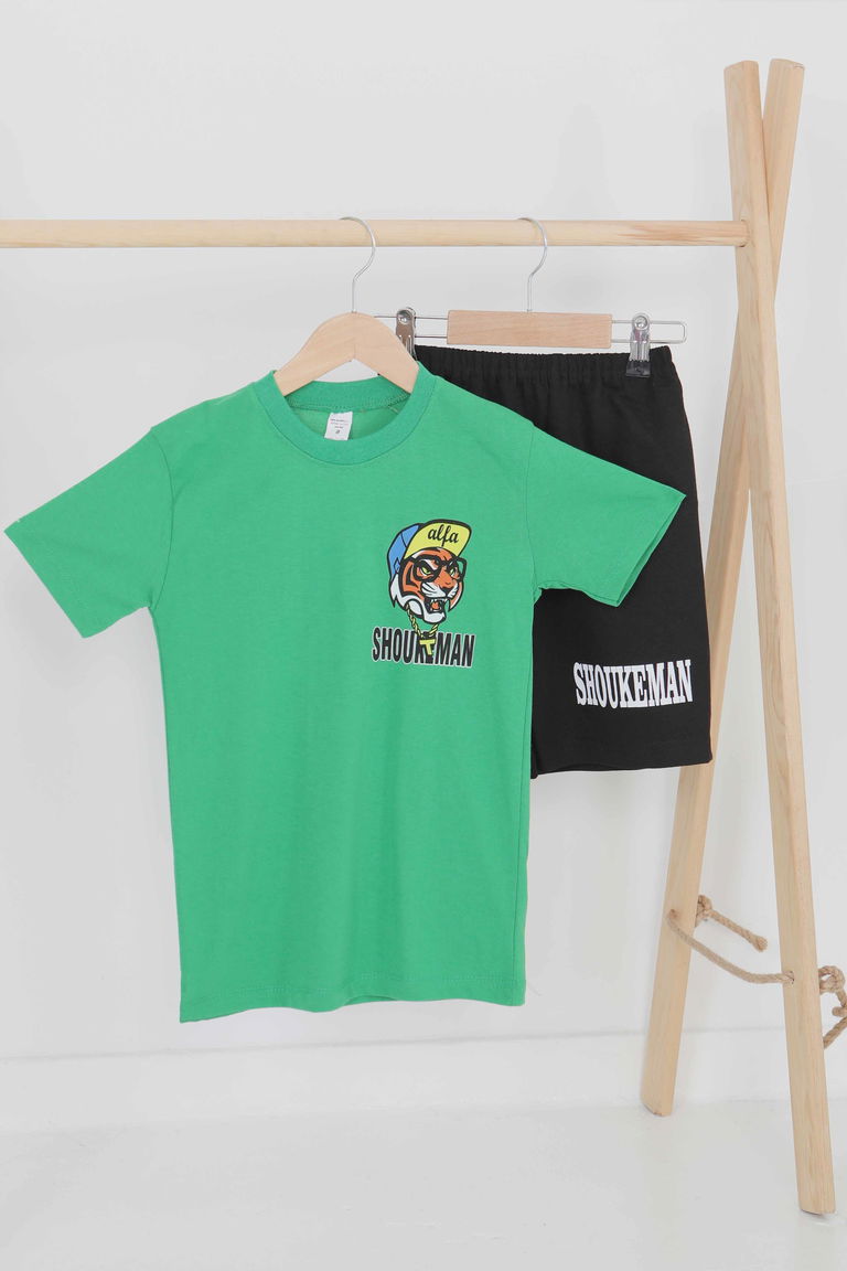 Erkek Çocuk Yesil Baskılı Eşofman Takımı - 27451 - TOFİSA