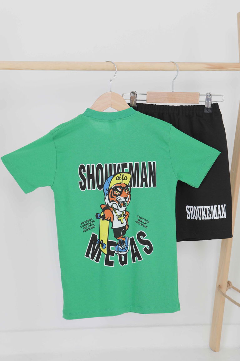 Erkek Çocuk Yesil Baskılı Eşofman Takımı - 27451 - TOFİSA