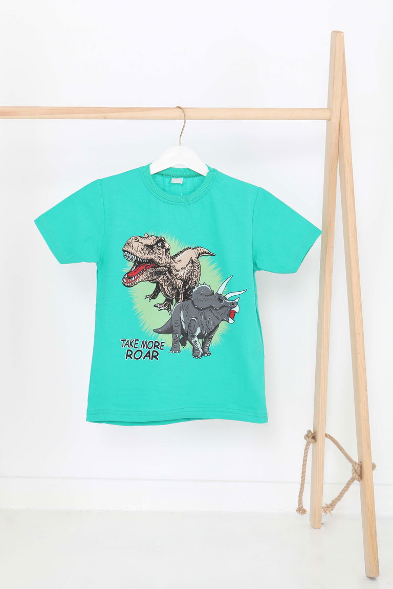 Erkek Çocuk Yesil Baskılı Kısa Kollu T-Şhirt - 27384 - TOFİSA