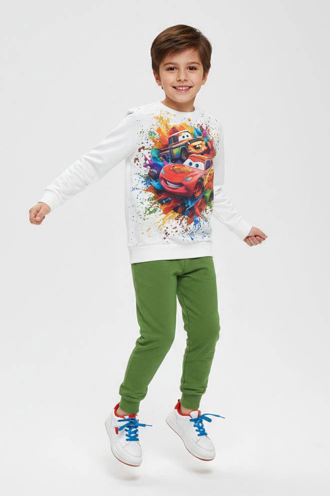 Erkek Çocuk Yesil Baskılı Şardonlu Pijama Takımı - 28241-YESIL - 1