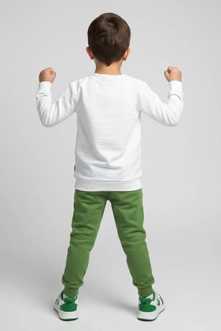 Erkek Çocuk Yesil Baskılı Şardonlu Pijama Takımı - 28242-YESIL - 2