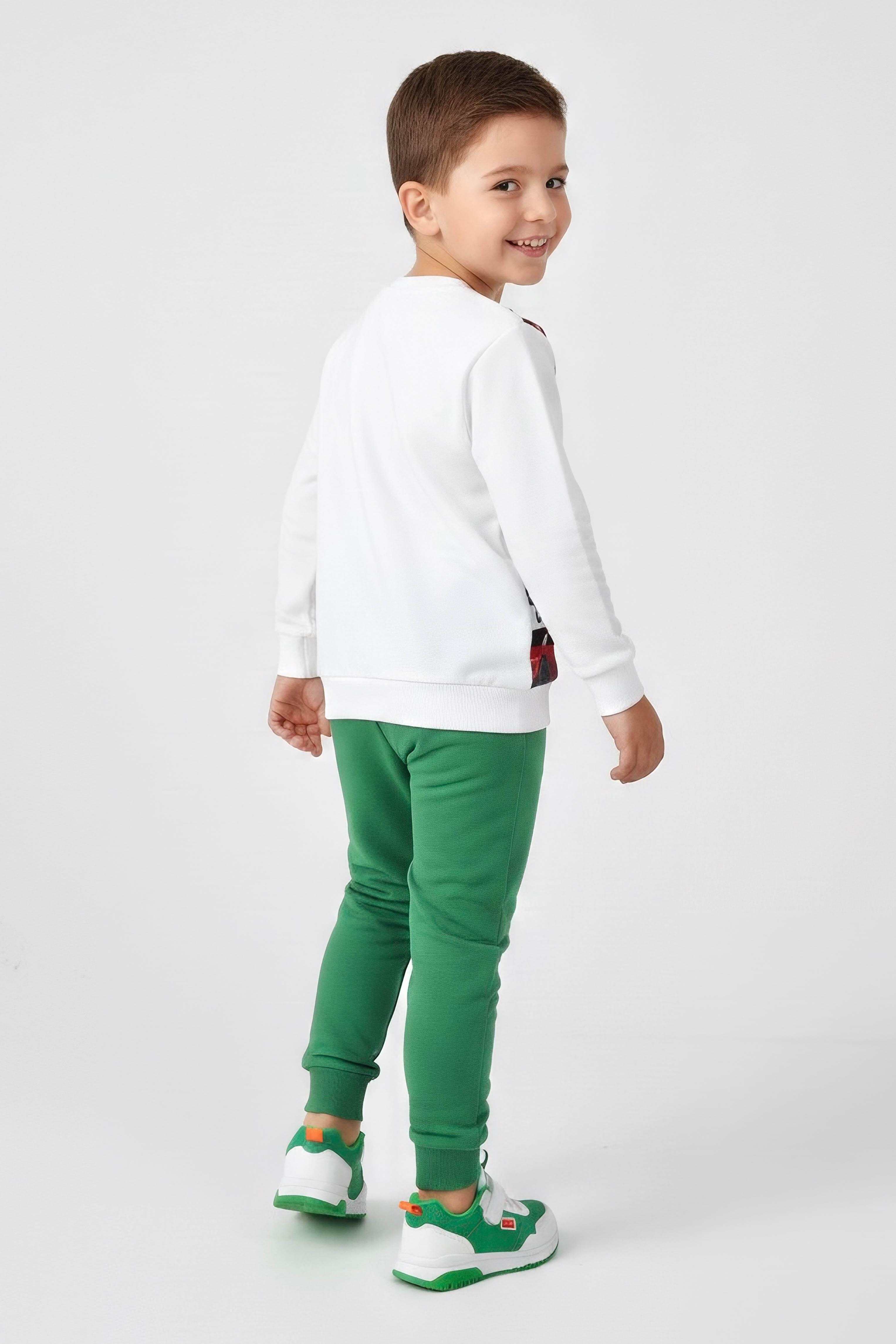 Erkek Çocuk Yesil Baskılı Şardonlu Pijama Takımı - 28243-YESIL - 2