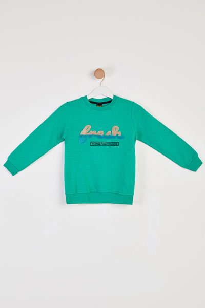 Erkek Çocuk Yesil Baskılı Sweatshirt - 26438 