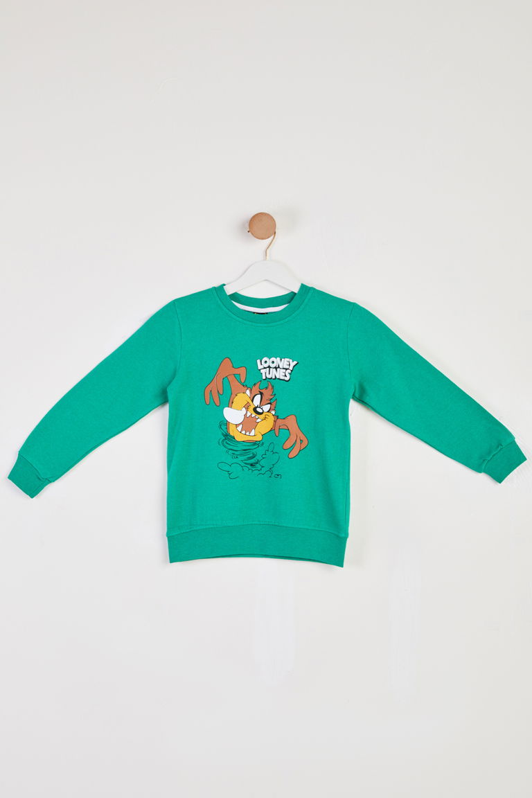 Erkek Çocuk Yesil Baskılı Sweatshirt - 26439 - TOFİSA