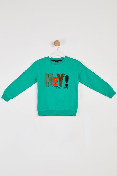 Erkek Çocuk Yesil Baskılı Sweatshirt - 26440 