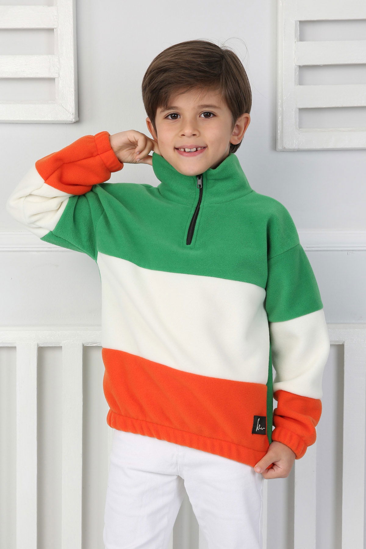 Erkek Çocuk Yesil Renkli Çocuk Polar Sweat - 26724 - 1