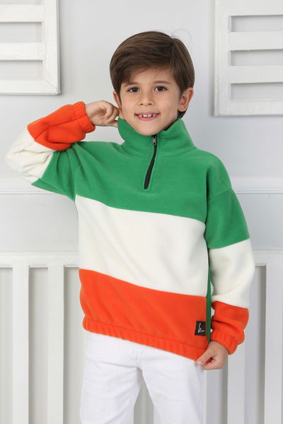 Erkek Çocuk Yesil Renkli Çocuk Polar Sweat - 26724 