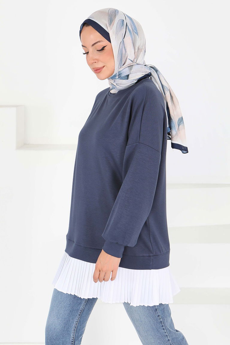 Eteği Pile Detaylı Modal Tunik - 27705-ANTRASIT - TOFİSA