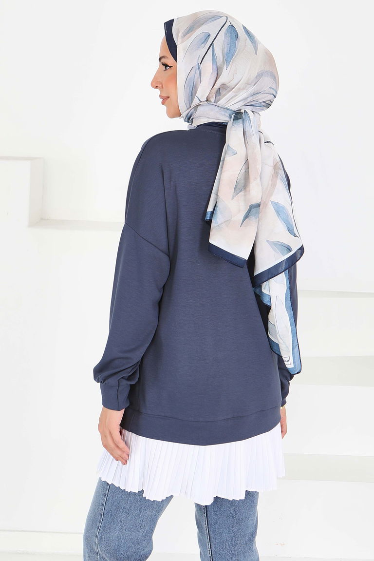 Eteği Pile Detaylı Modal Tunik - 27705-ANTRASIT - TOFİSA