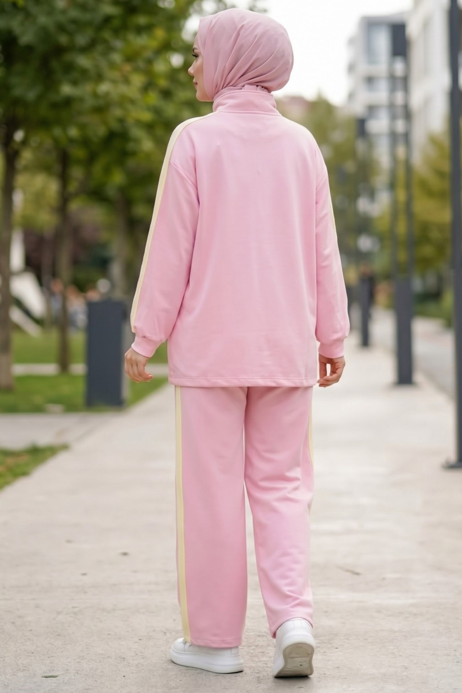 Eteği Tünel Bağcık Detaylı Oysh Modal Takım Pembe - 29161-PEMBE - 3
