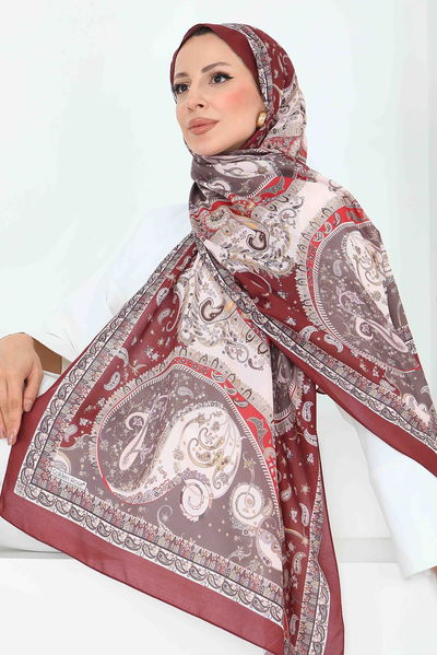 Ethnic Grace Serisi Pamuk Şal - 27855-BORDO 