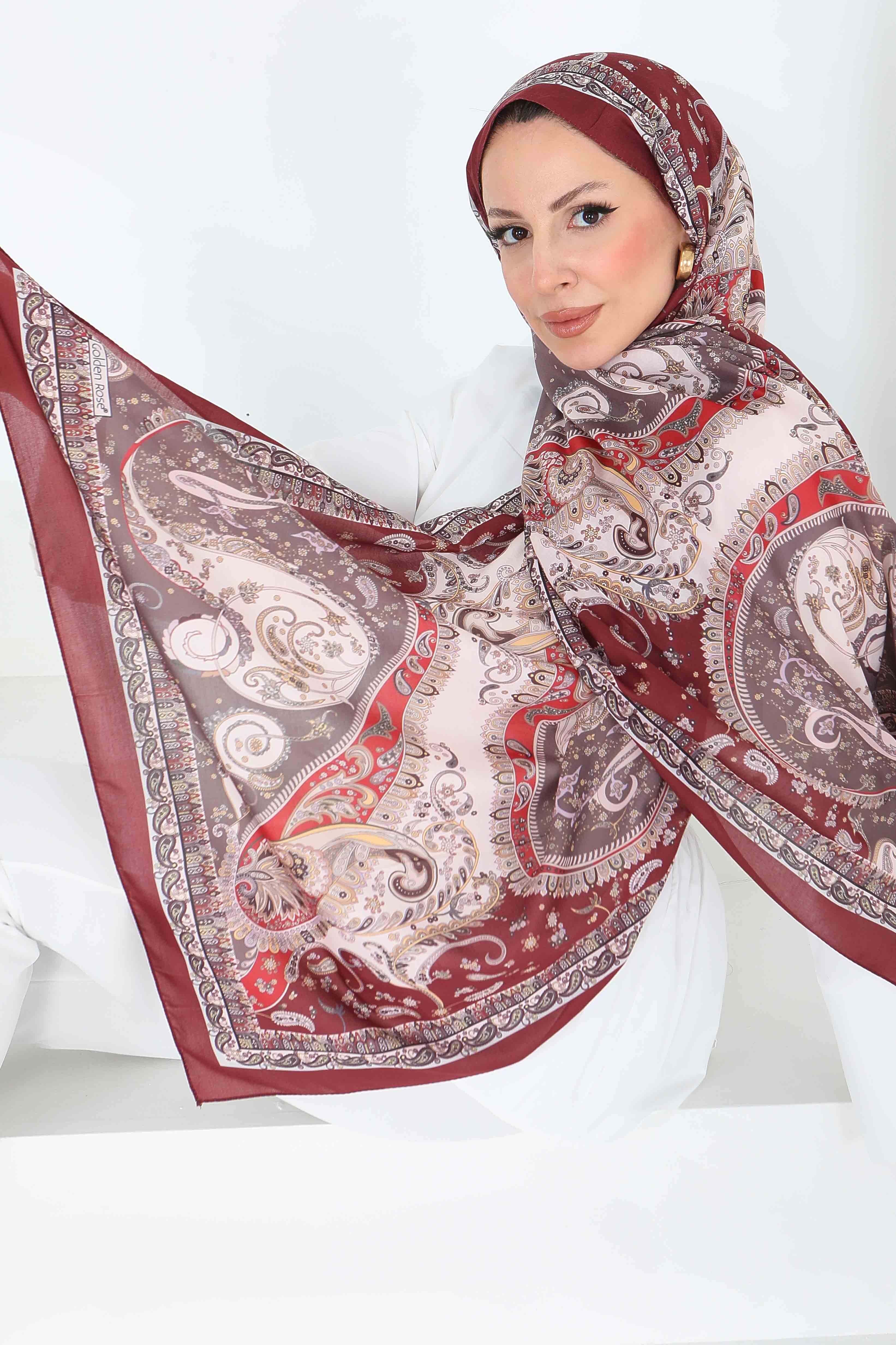 Ethnic Grace Serisi Pamuk Şal - 27855-BORDO - 2