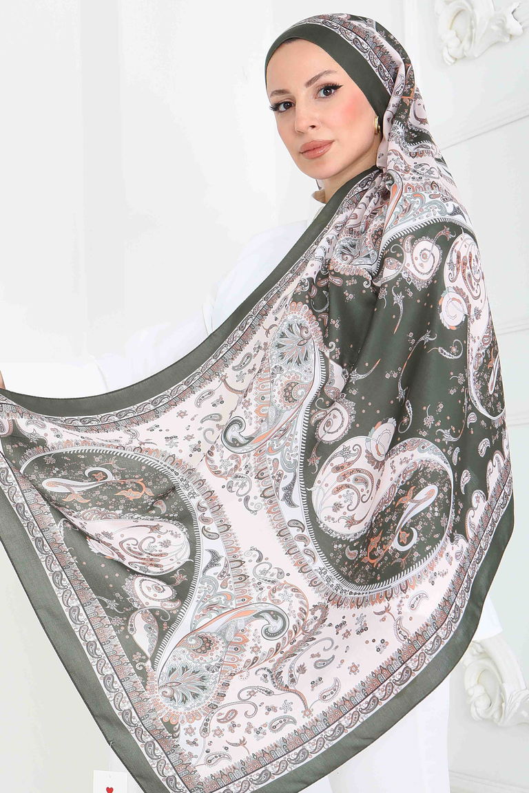 Ethnic Grace Serisi Pamuk Şal - 27855-HAKI - TOFİSA