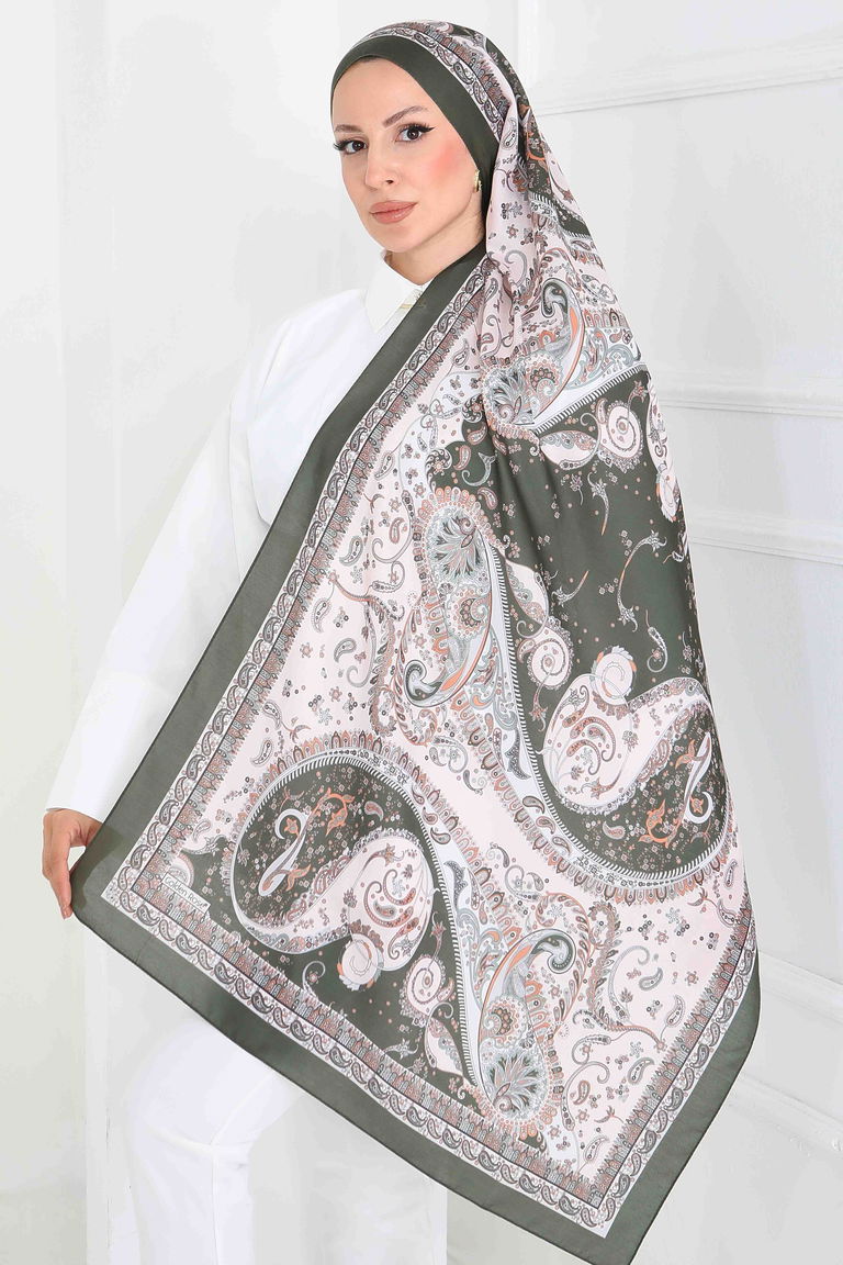 Ethnic Grace Serisi Pamuk Şal - 27855-HAKI - TOFİSA