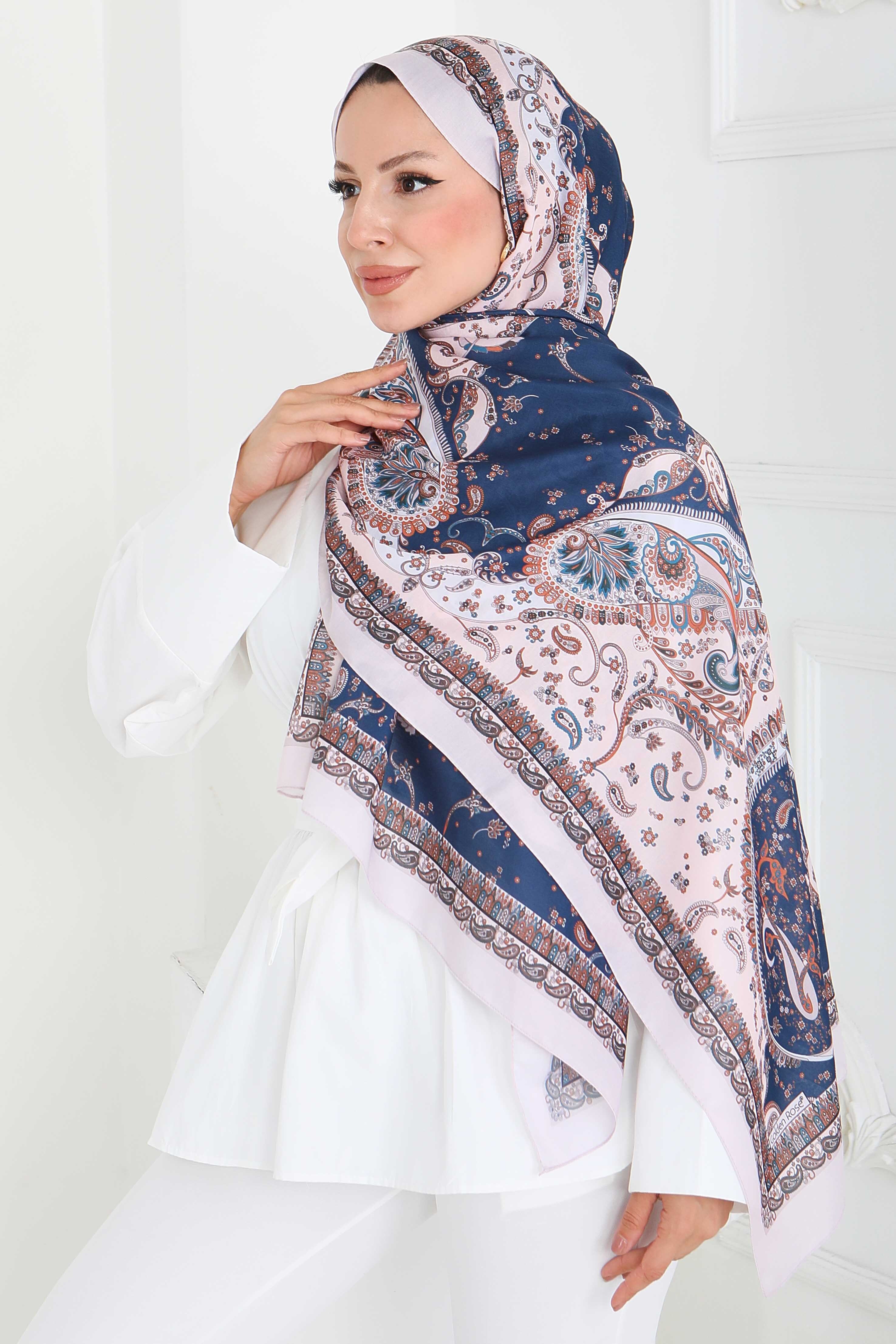 Ethnic Grace Serisi Pamuk Şal - 27855-KREM - 2