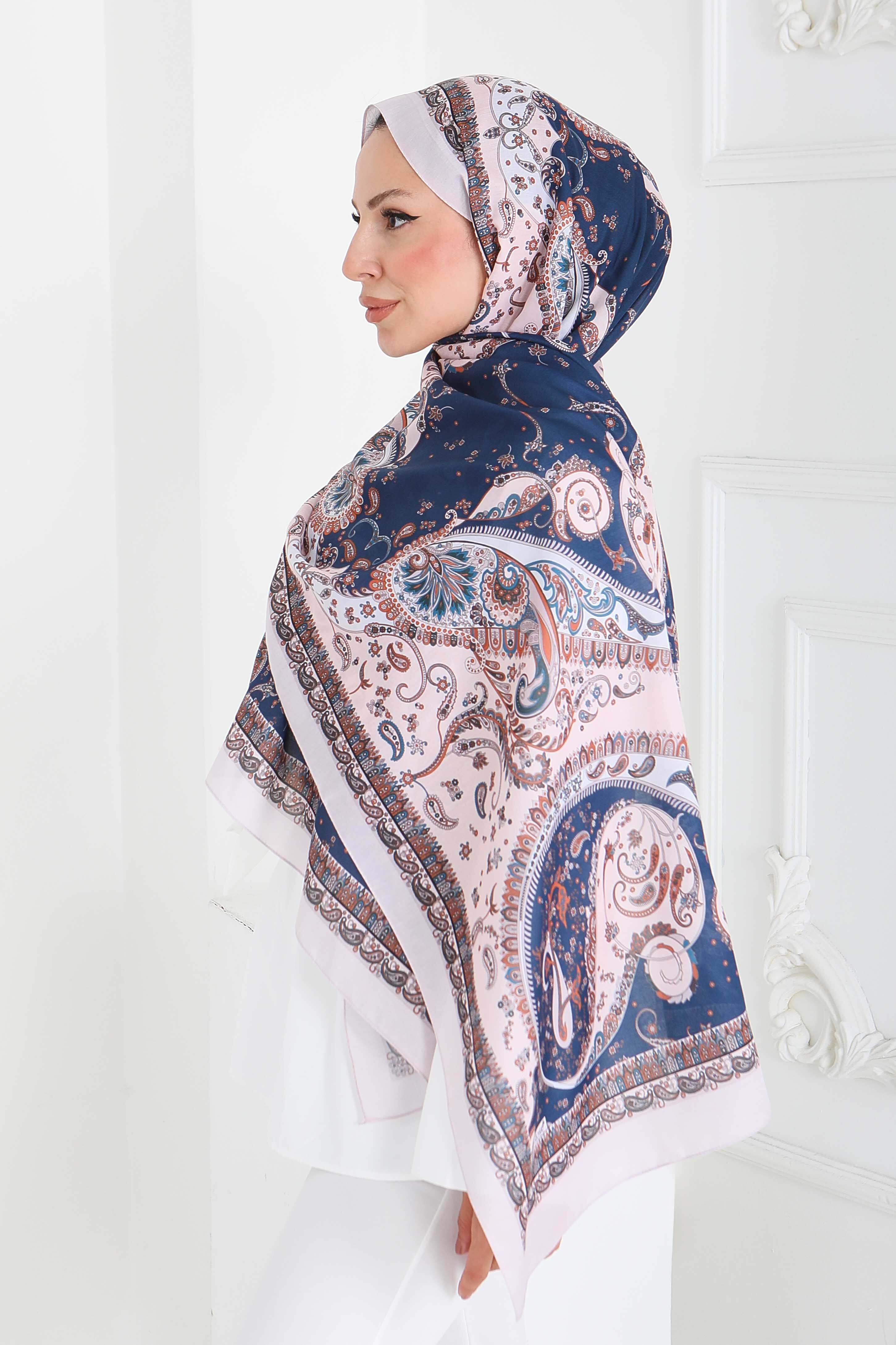 Ethnic Grace Serisi Pamuk Şal - 27855-KREM - 3