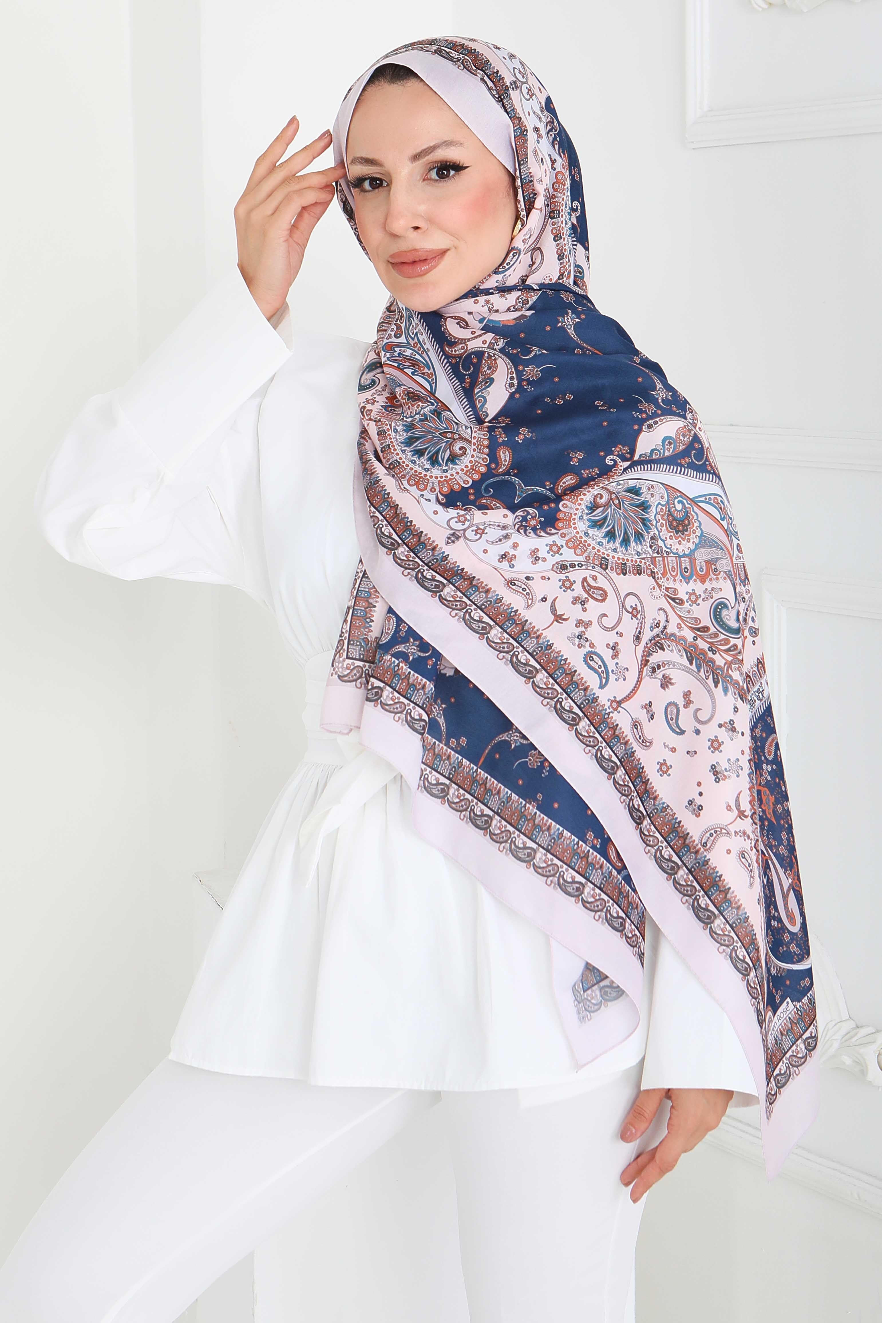 Ethnic Grace Serisi Pamuk Şal - 27855-KREM - 4