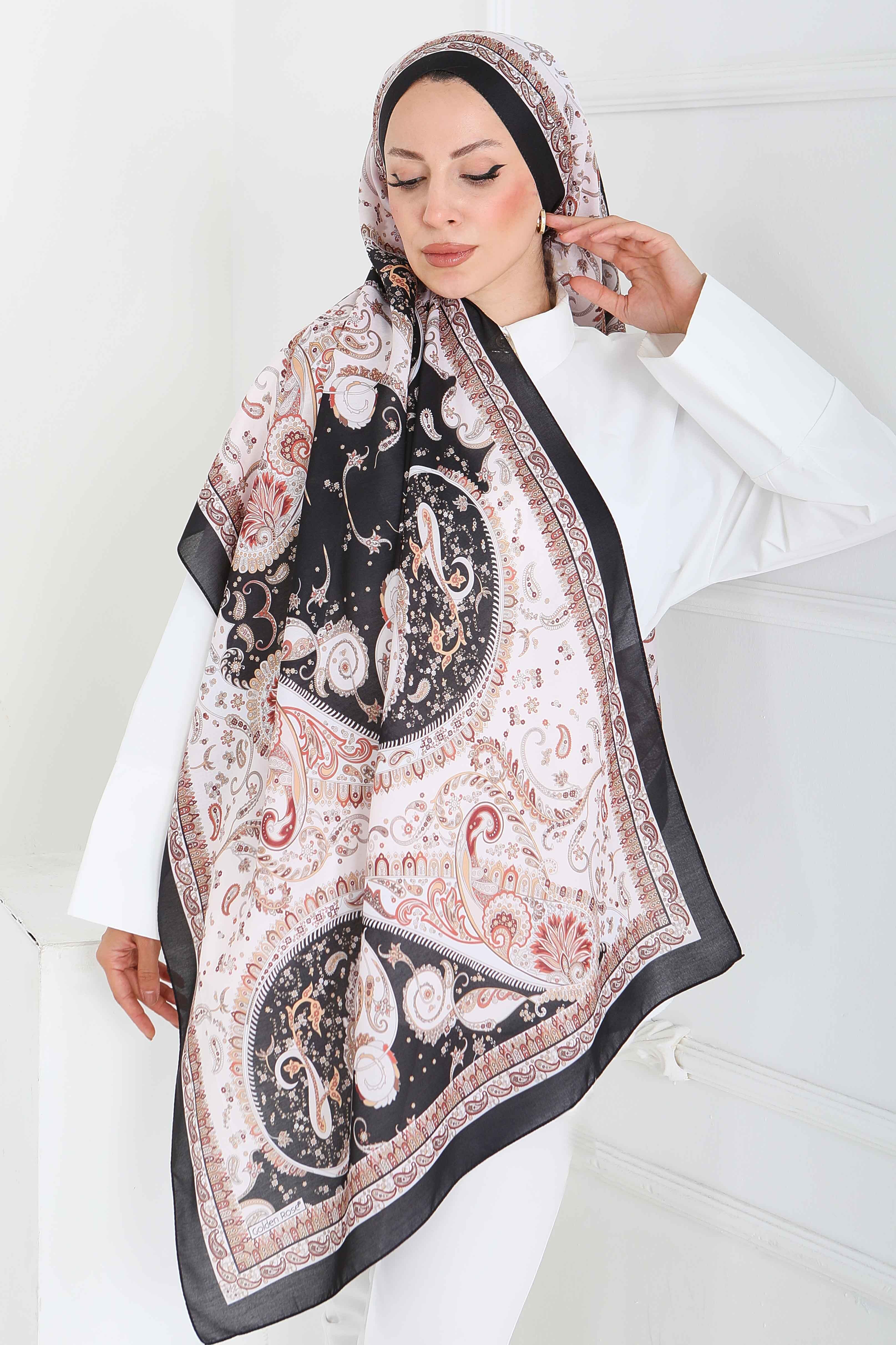 Ethnic Grace Serisi Pamuk Şal - 27855-SIYAH - 1