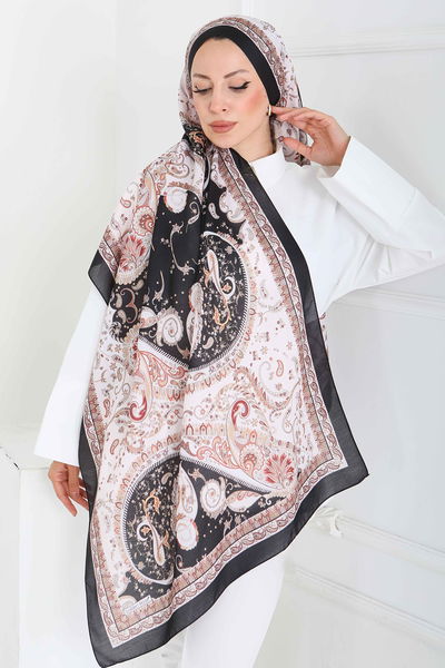 Ethnic Grace Serisi Pamuk Şal - 27855-SIYAH 