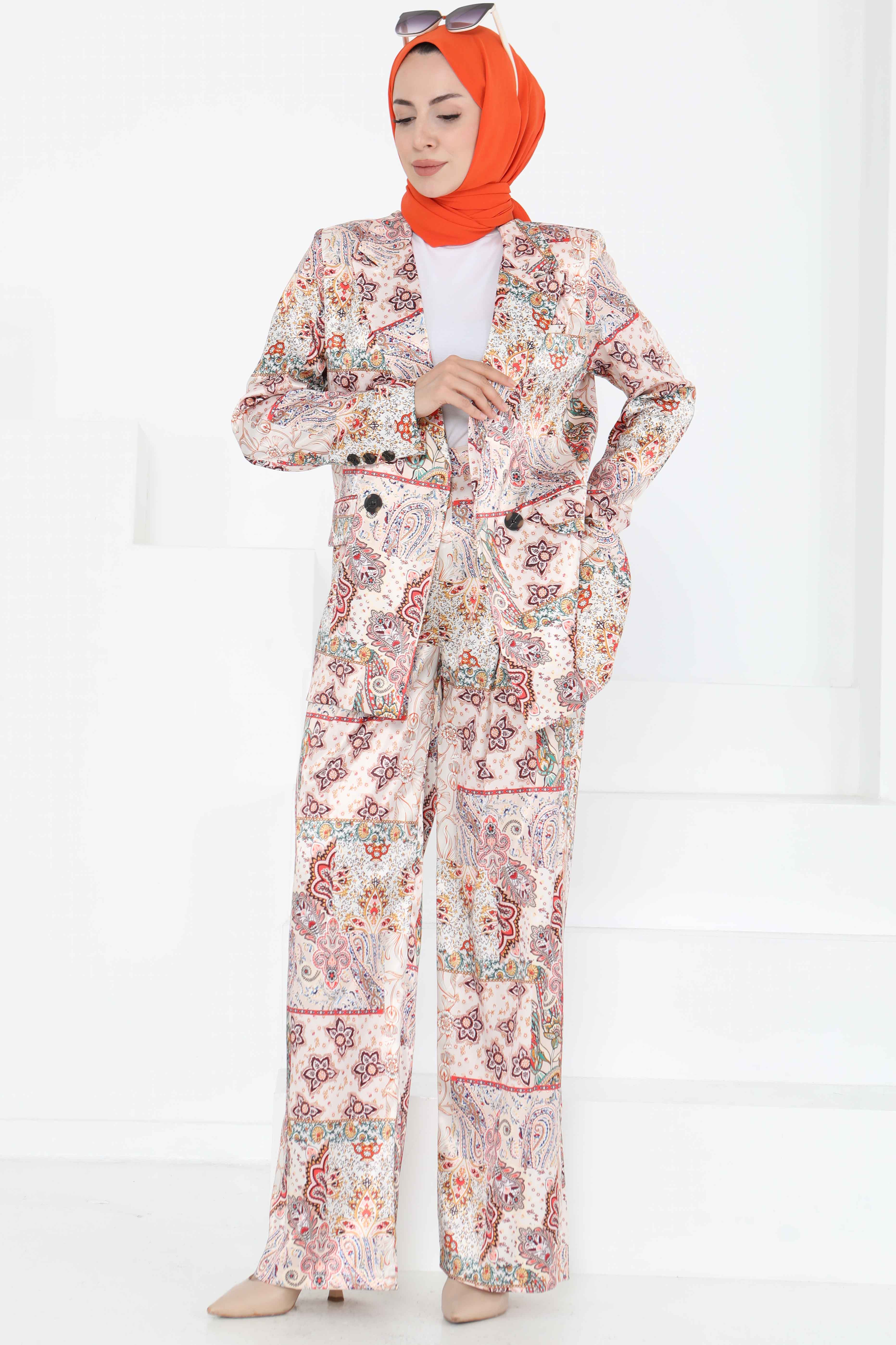 Etnik Desen Ceket Pantolon Takım - 27251 - 2