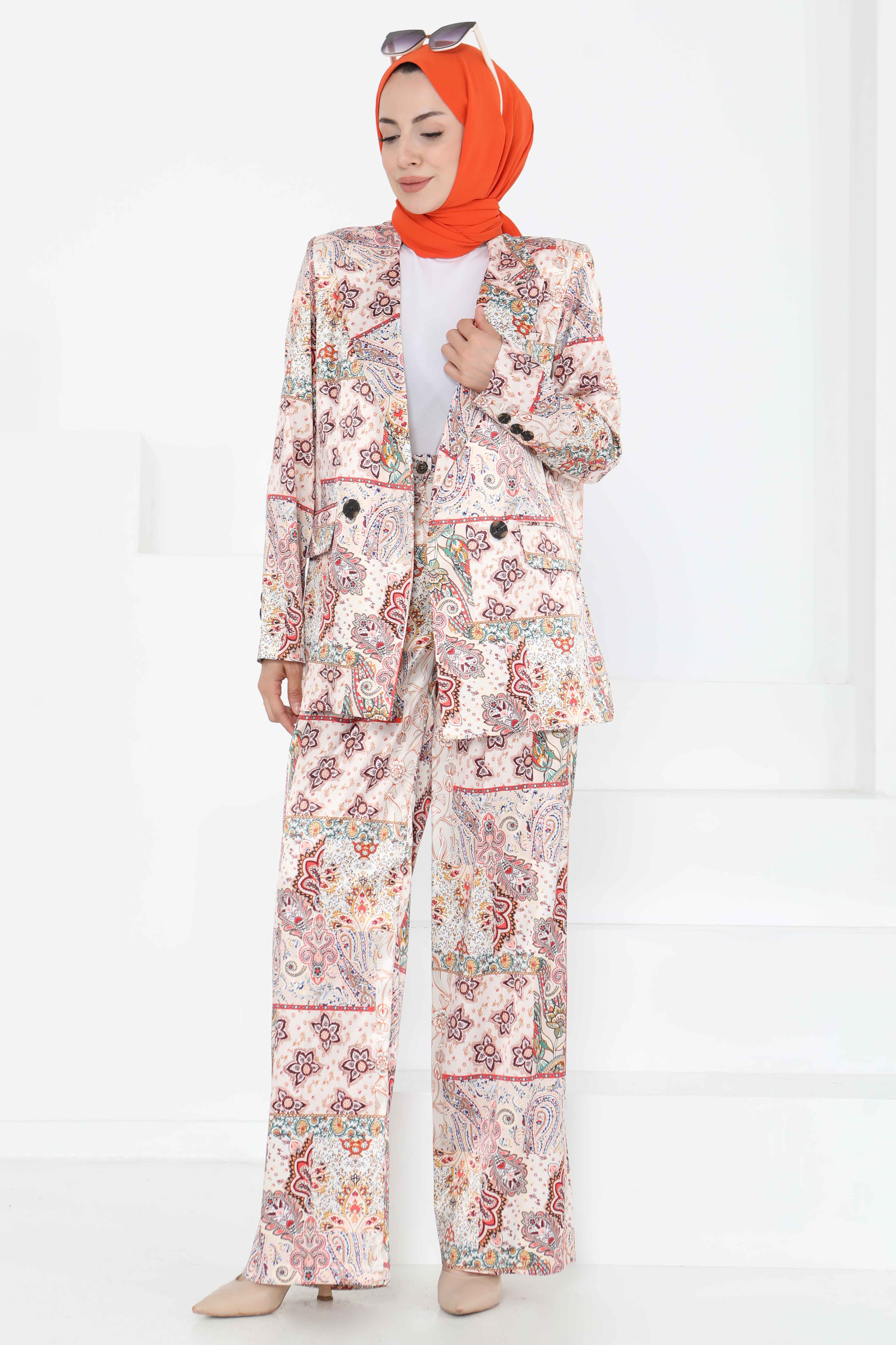 Etnik Desen Ceket Pantolon Takım - 27251 - 7