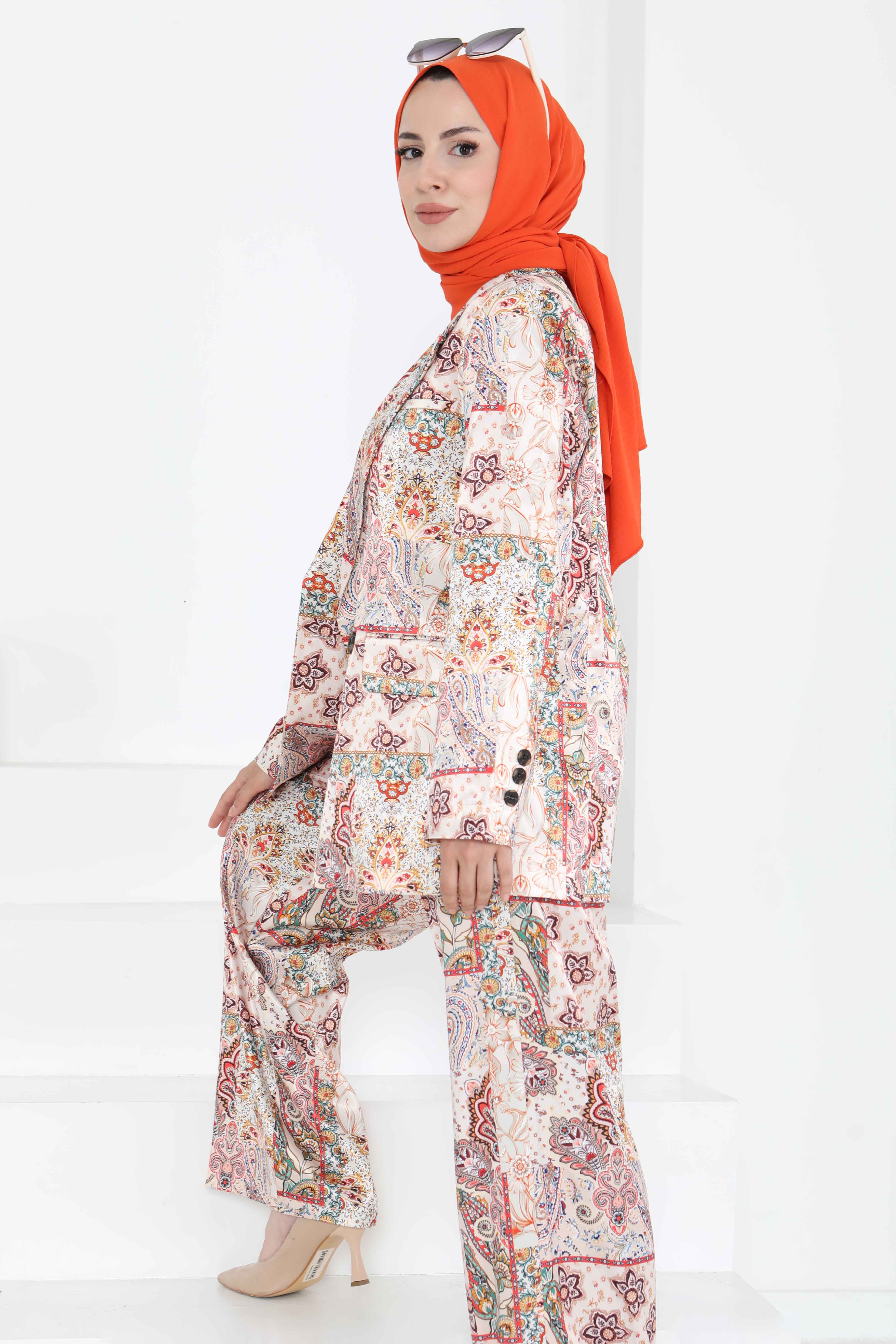 Etnik Desen Ceket Pantolon Takım - 27251 - 8