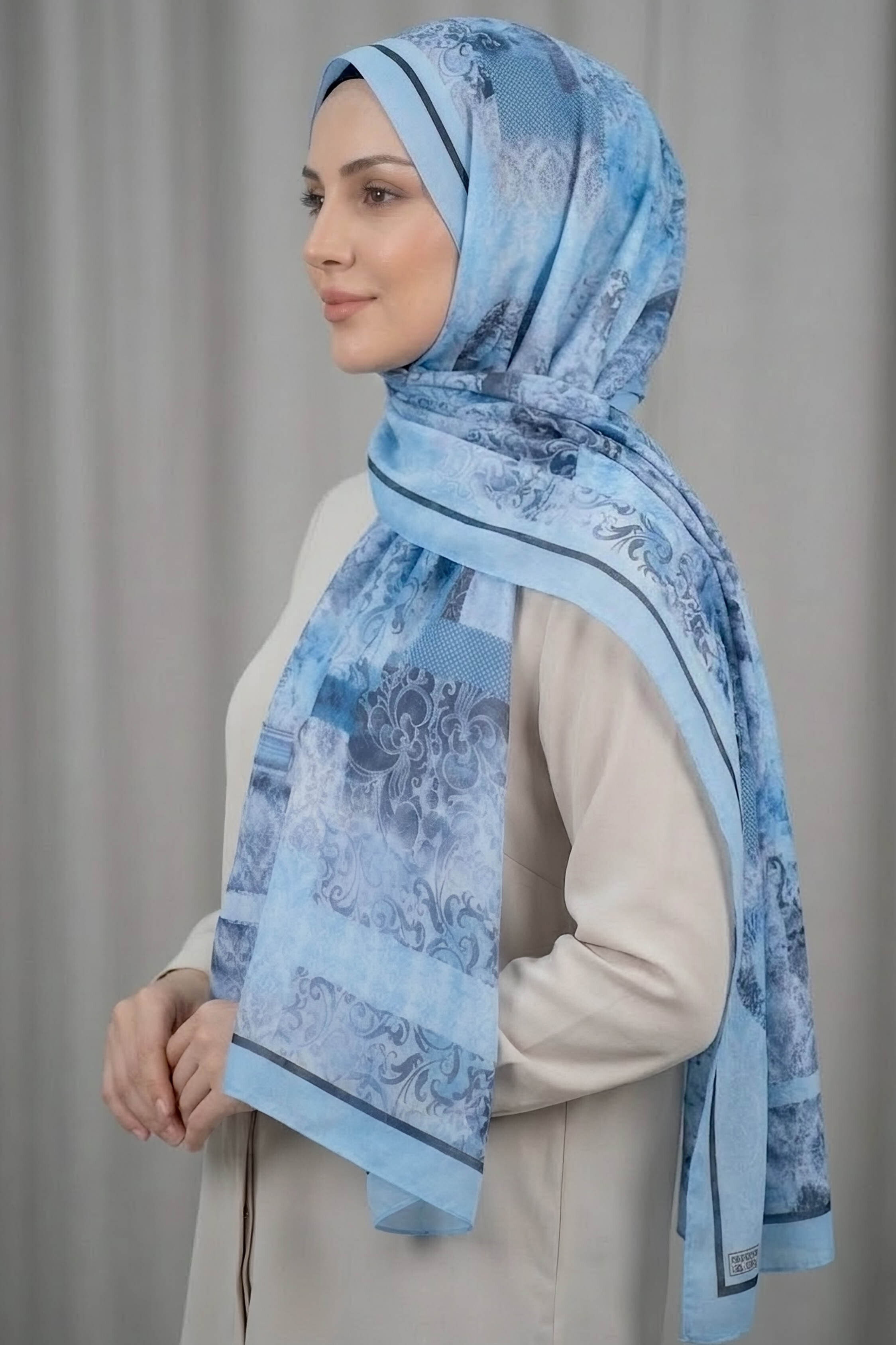 Etnik Desen Pamuk Şal Bebe Mavi - 28760-BEBE-MAVI - 2