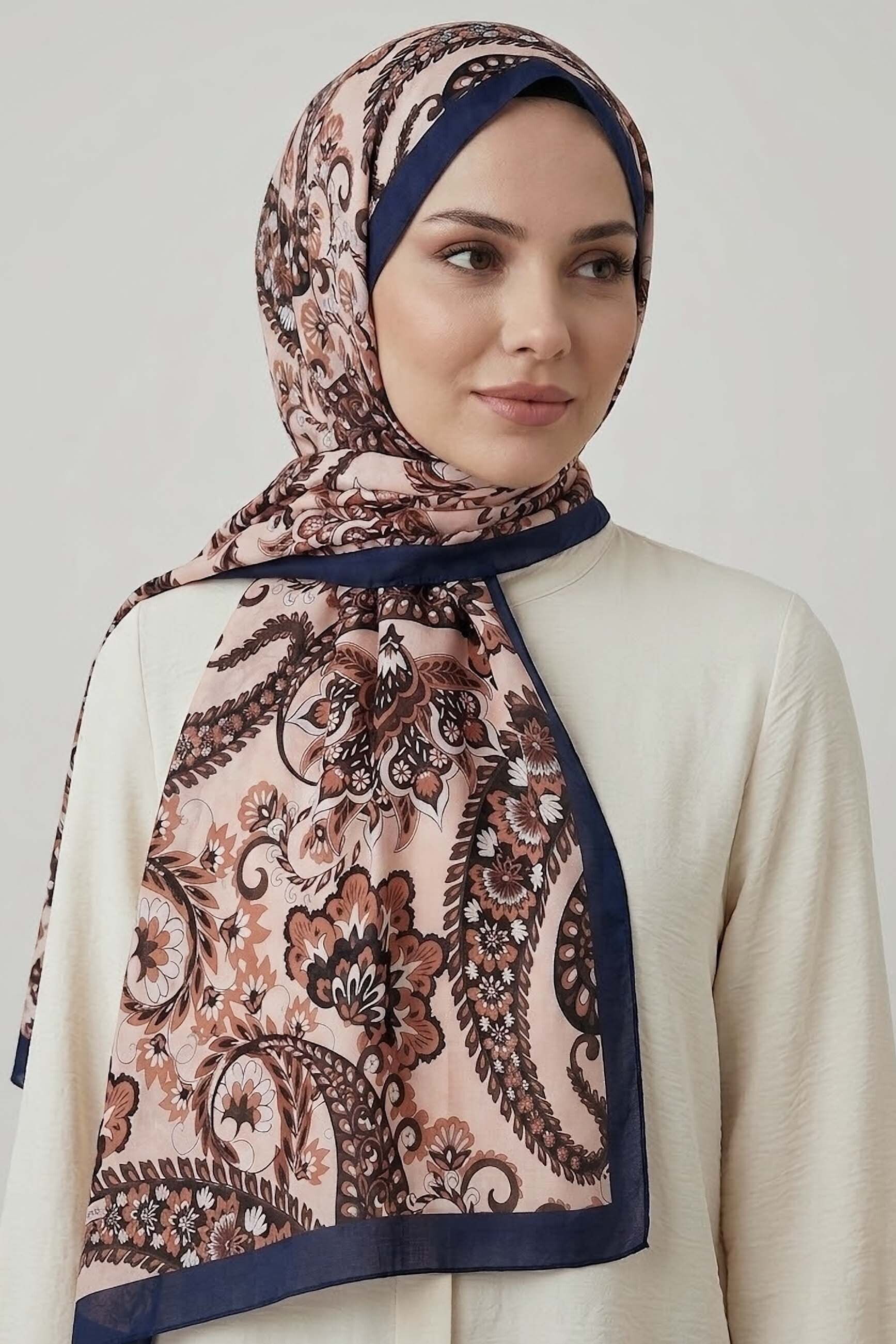 Etnik Desen Pamuklu Şal Bej - 28683-BEJ - 1