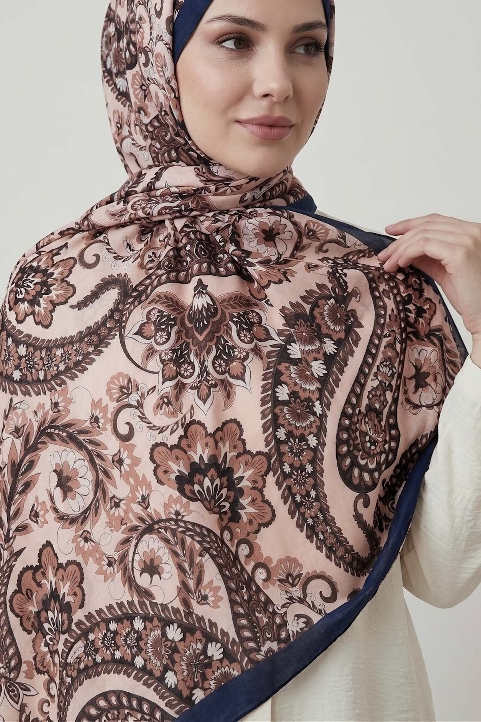 Etnik Desen Pamuklu Şal Bej - 28683-BEJ - 2