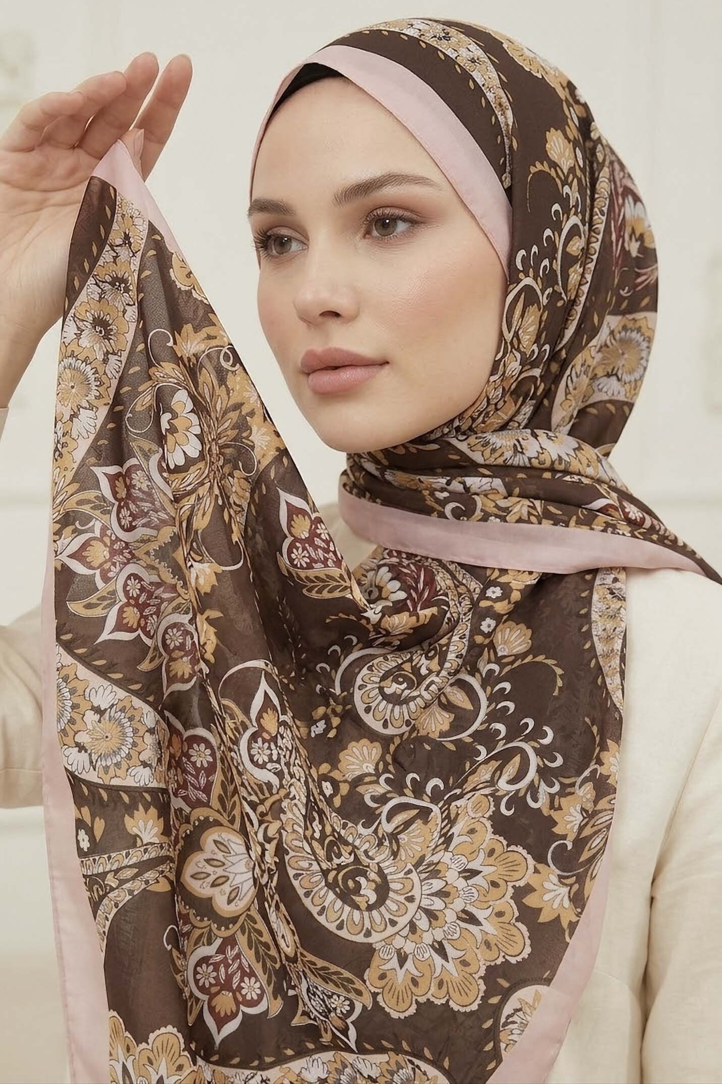 Etnik Desen Pamuklu Şal Somon - 28683-SOMON - 1