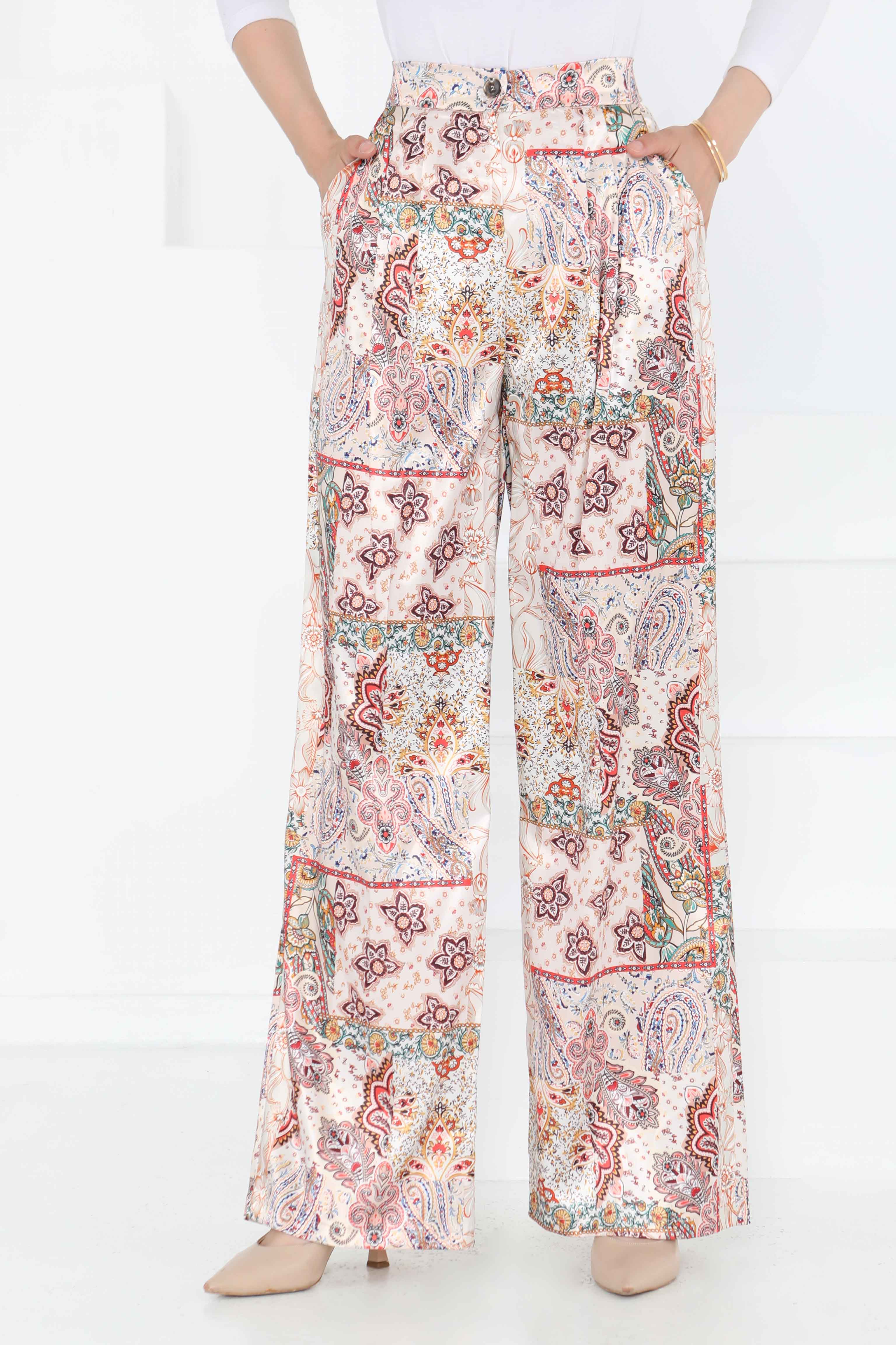 Etnik Desen Pantolon Bej - 27249 - 3