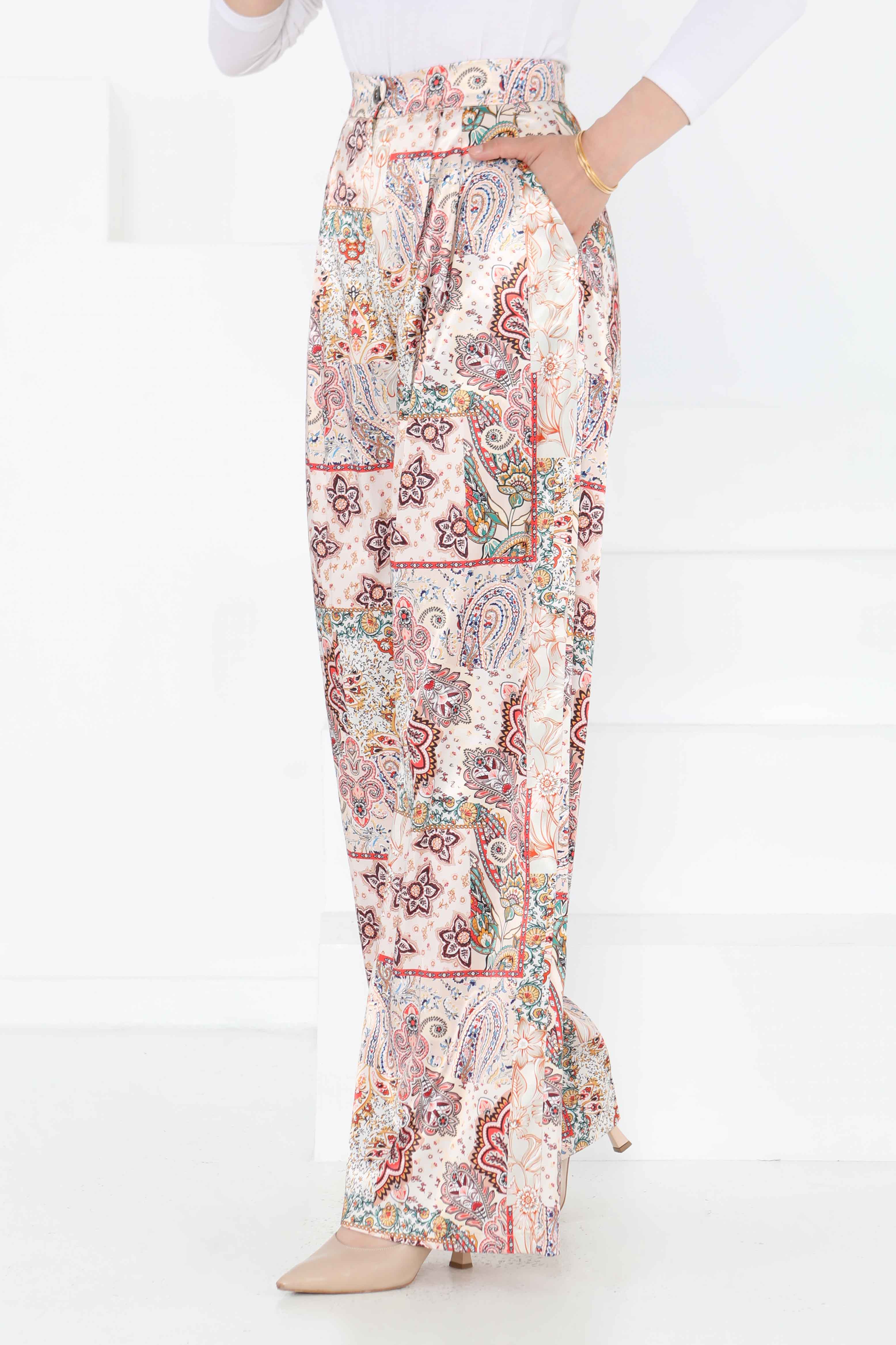 Etnik Desen Pantolon Bej - 27249 - 5