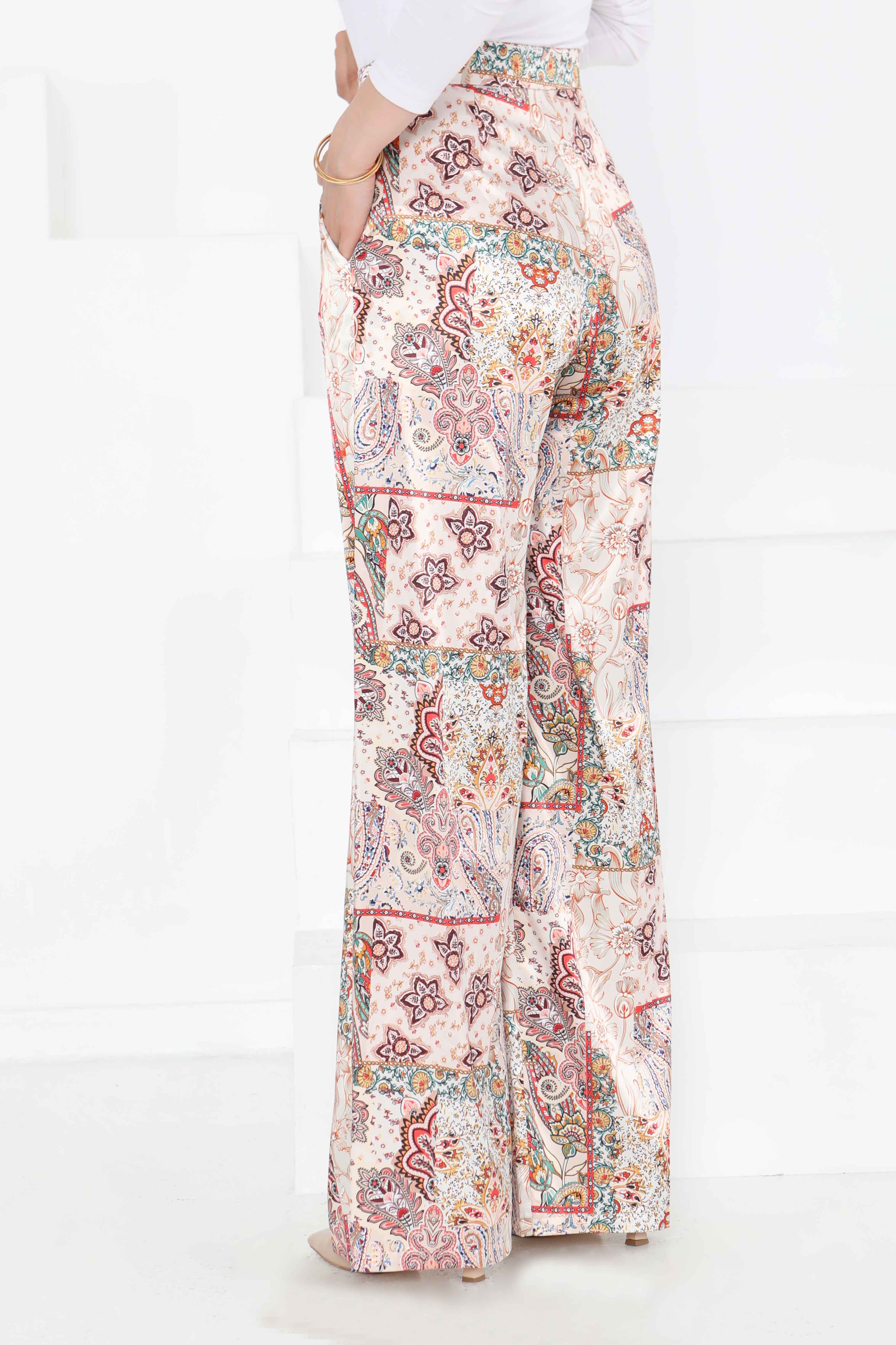 Etnik Desen Pantolon Bej - 27249 - 6