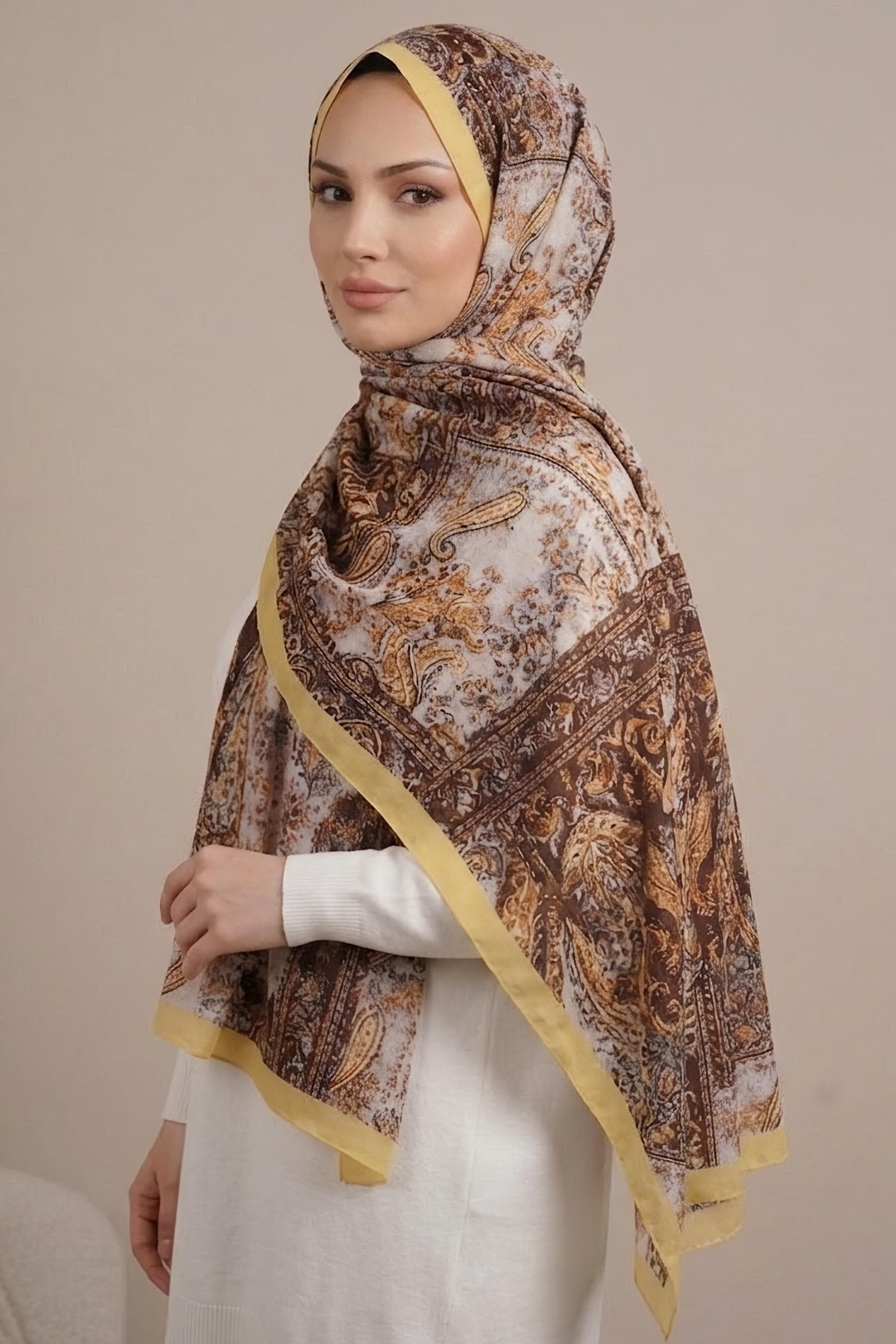 Etnik Grace SerisiPamuk Şal Sari - 28761-SARI - 1