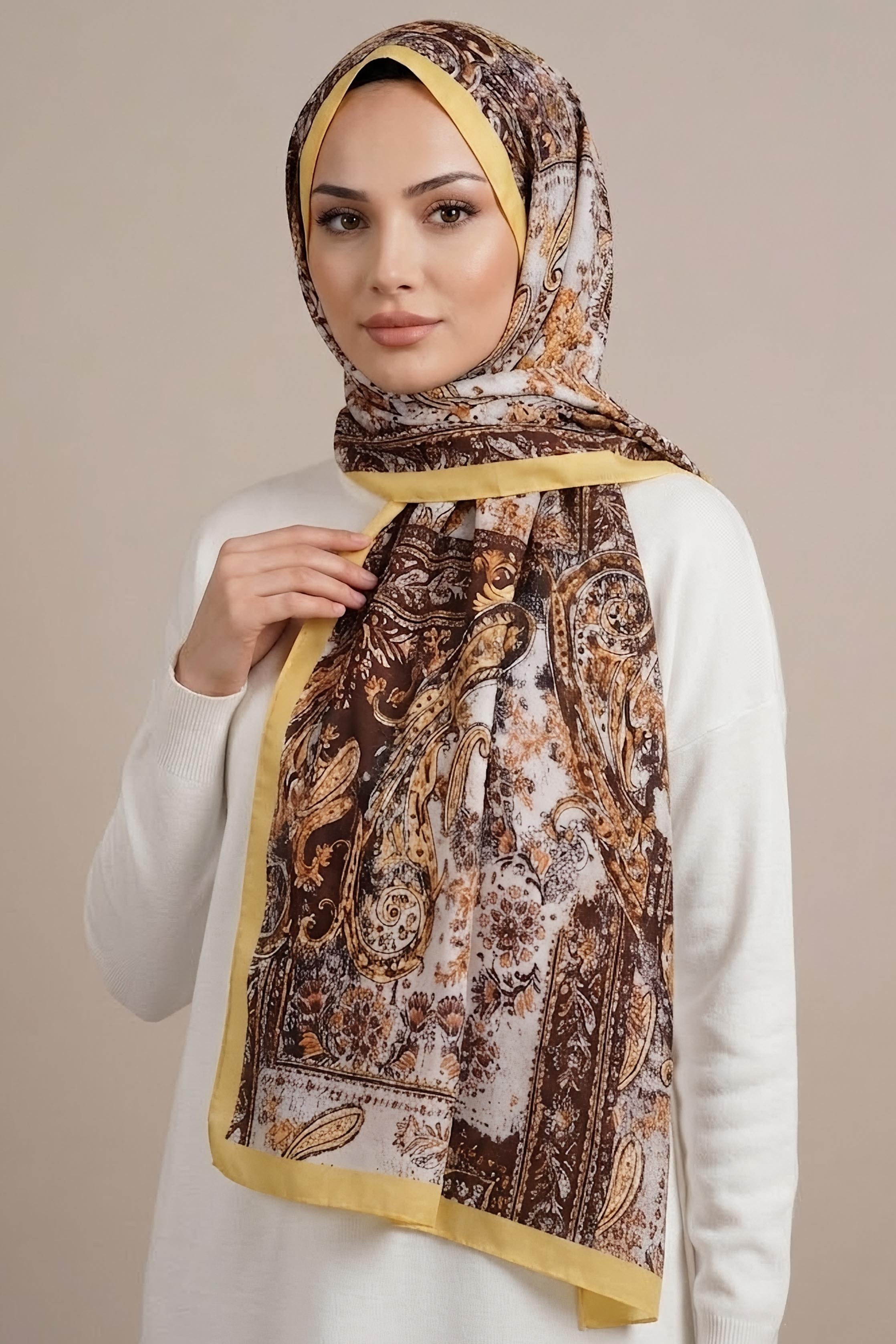 Etnik Grace SerisiPamuk Şal Sari - 28761-SARI - 2