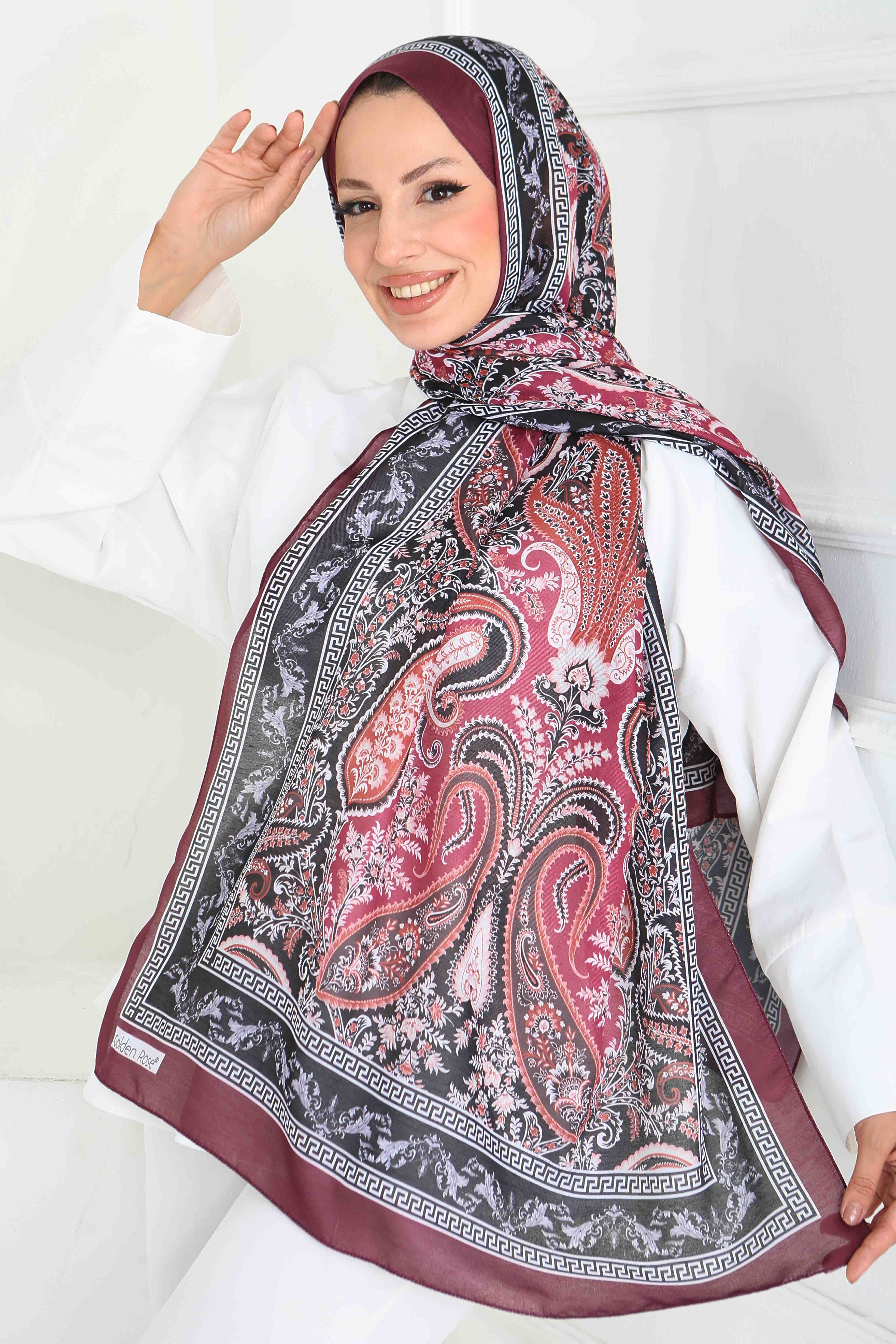 Etnika Soul Serisi Pamuk Şal - 27856-BORDO - 1