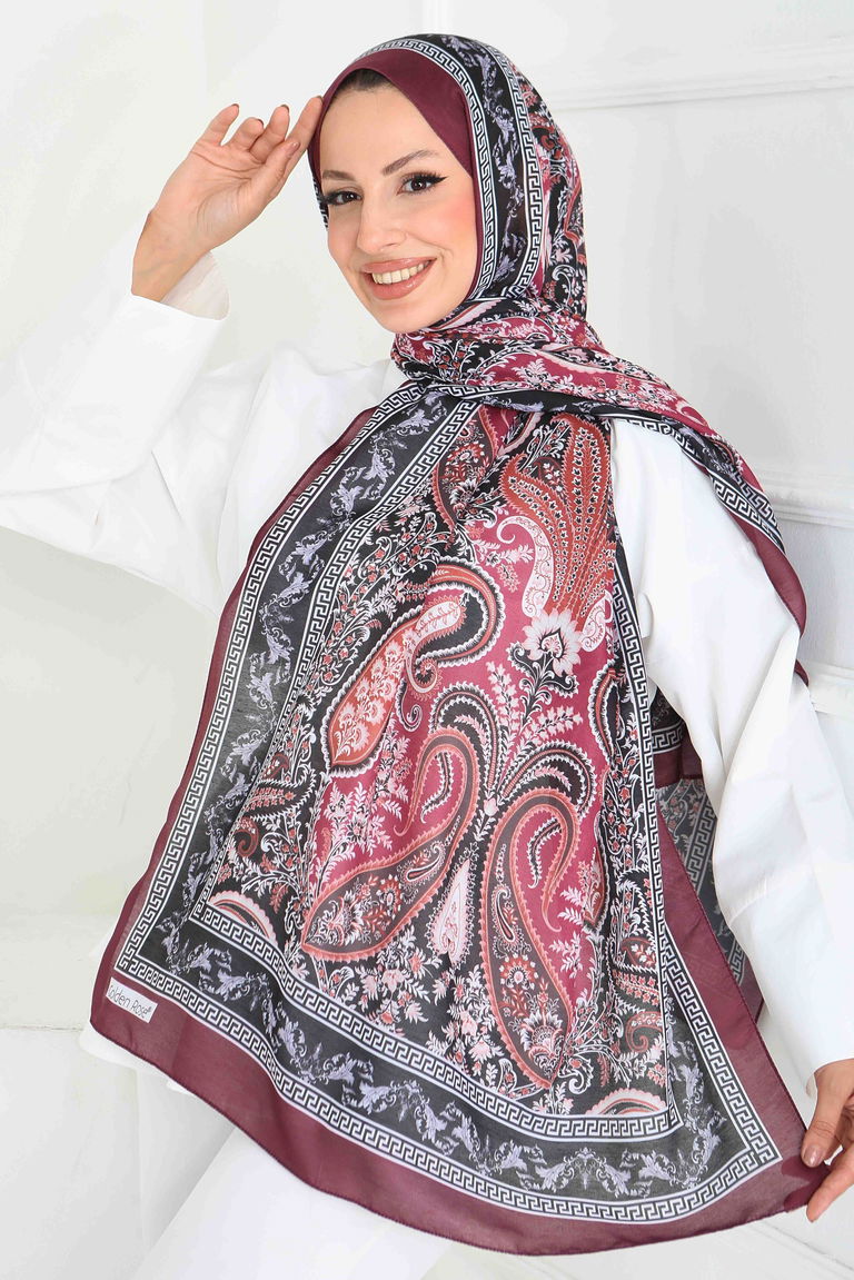 Etnika Soul Serisi Pamuk Şal - 27856-BORDO - TOFİSA