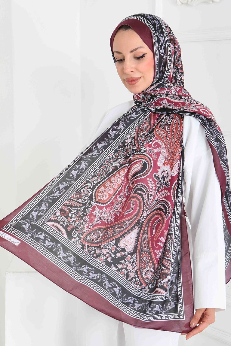 Etnika Soul Serisi Pamuk Şal - 27856-BORDO - TOFİSA