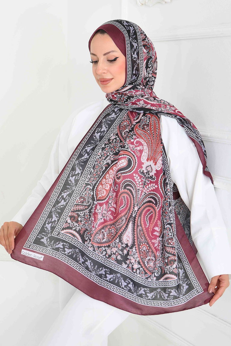 Etnika Soul Serisi Pamuk Şal - 27856-BORDO - TOFİSA
