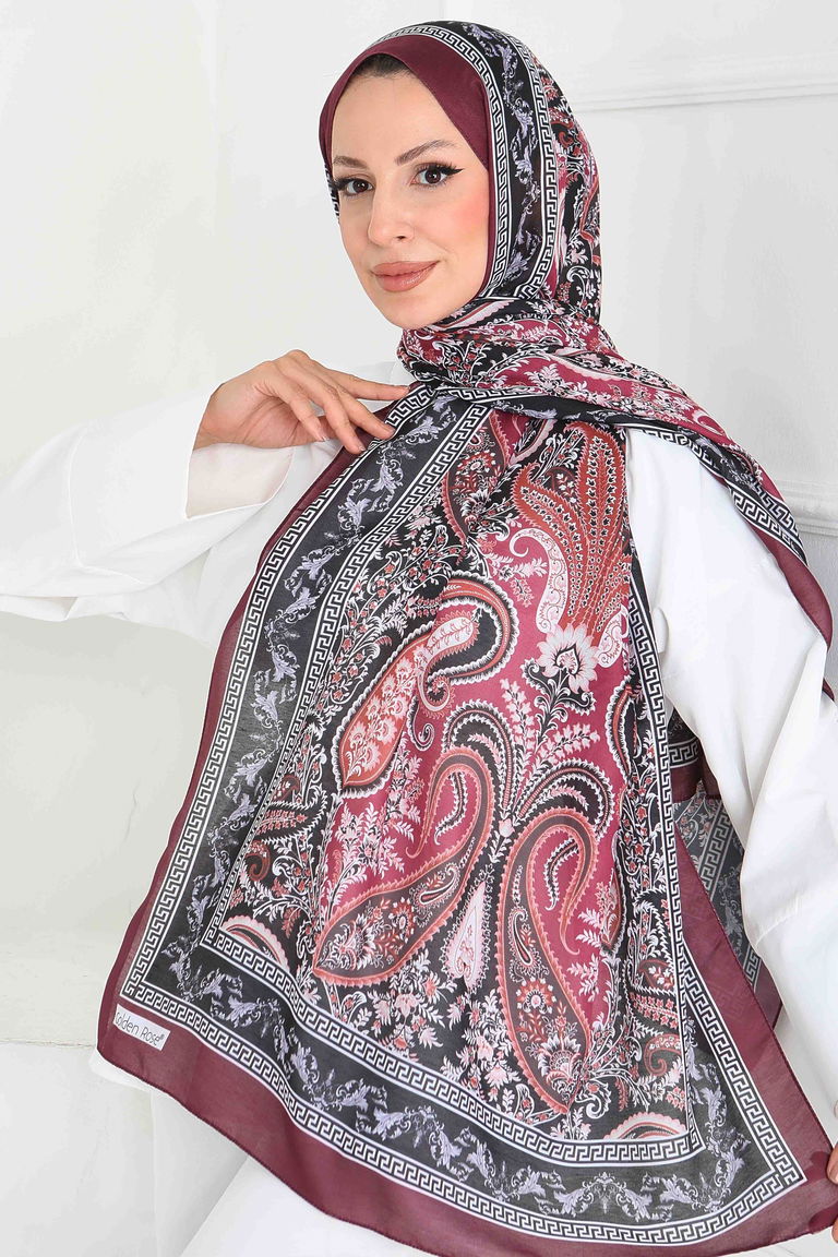Etnika Soul Serisi Pamuk Şal - 27856-BORDO - TOFİSA