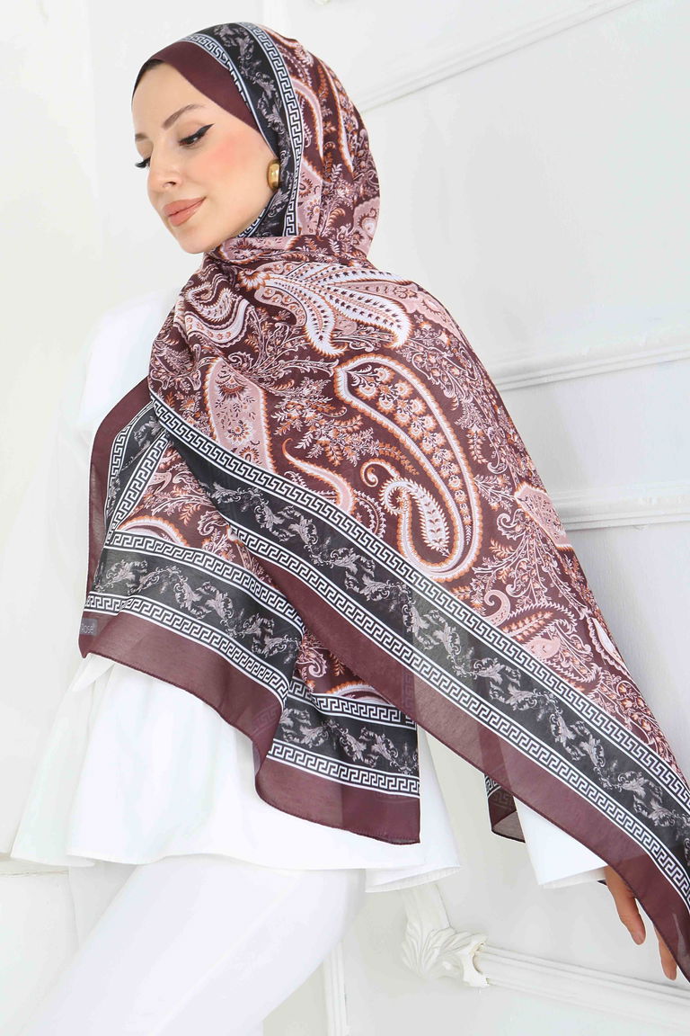 Etnika Soul Serisi Pamuk Şal - 27856-KAHVE - TOFİSA