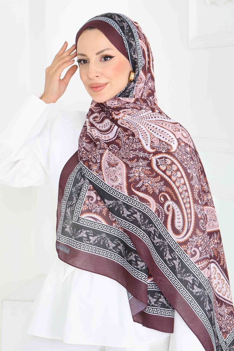 Etnika Soul Serisi Pamuk Şal - 27856-KAHVE - TOFİSA