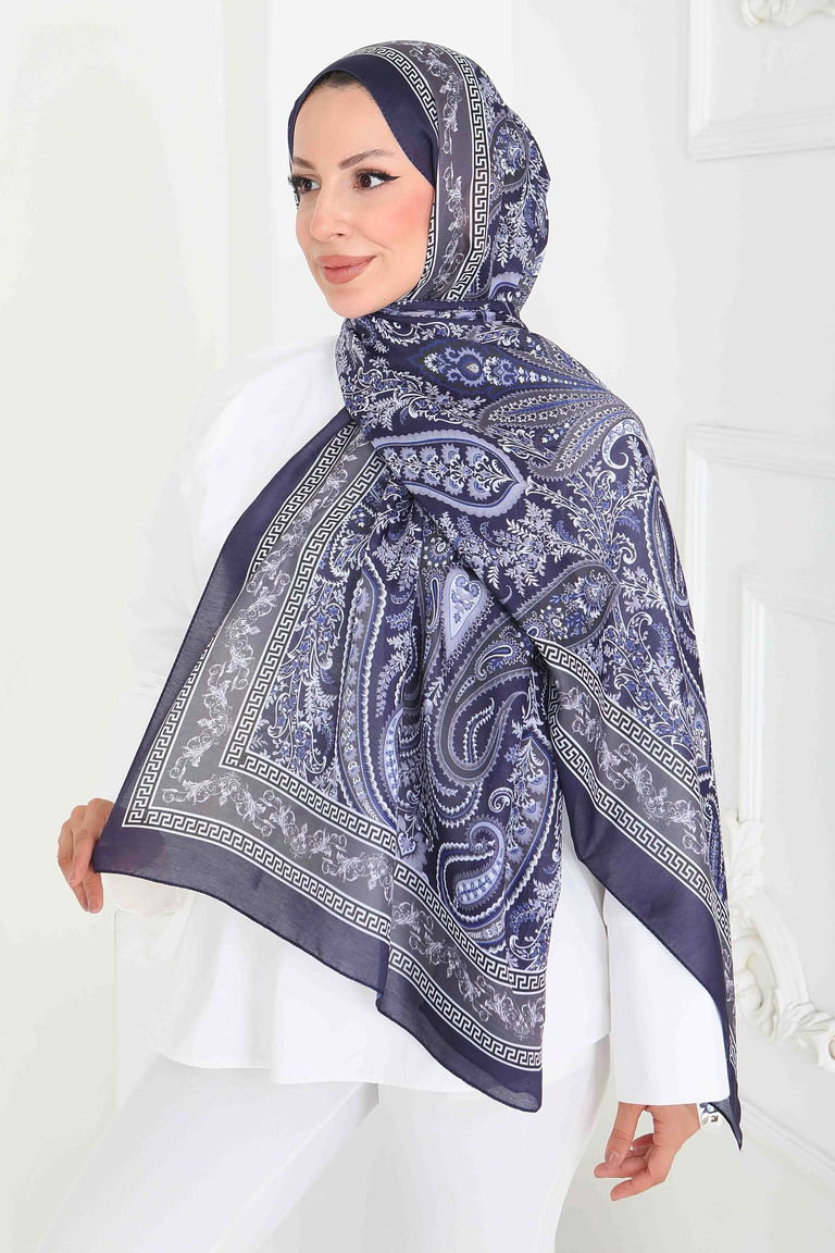 Etnika Soul Serisi Pamuk Şal - 27856-LACIVERT - TOFİSA