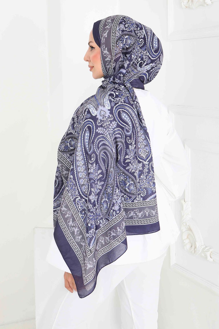 Etnika Soul Serisi Pamuk Şal - 27856-LACIVERT - TOFİSA