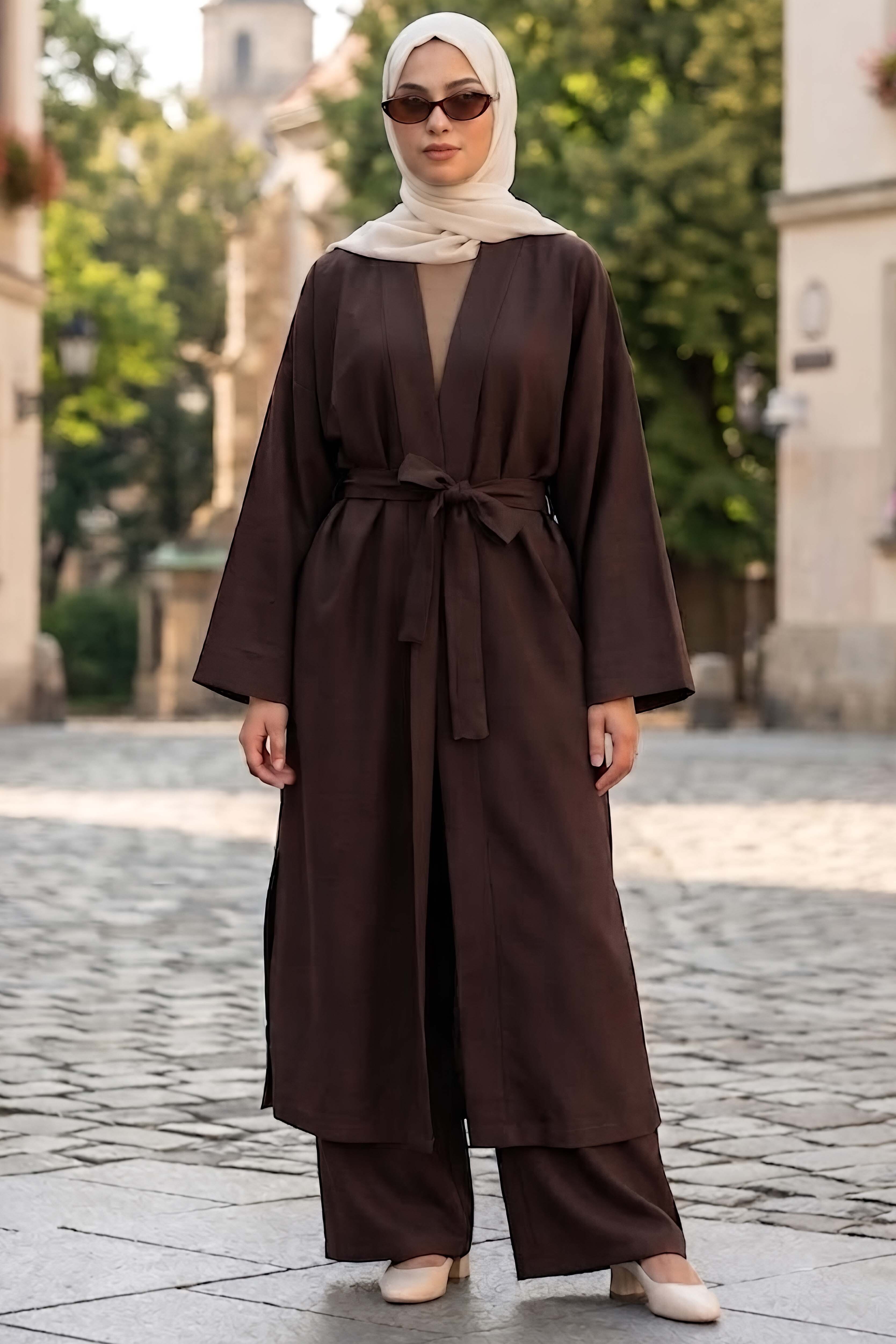 Ferace Pantolon İkili Takım Kahve - 1346-KAHVE - 1