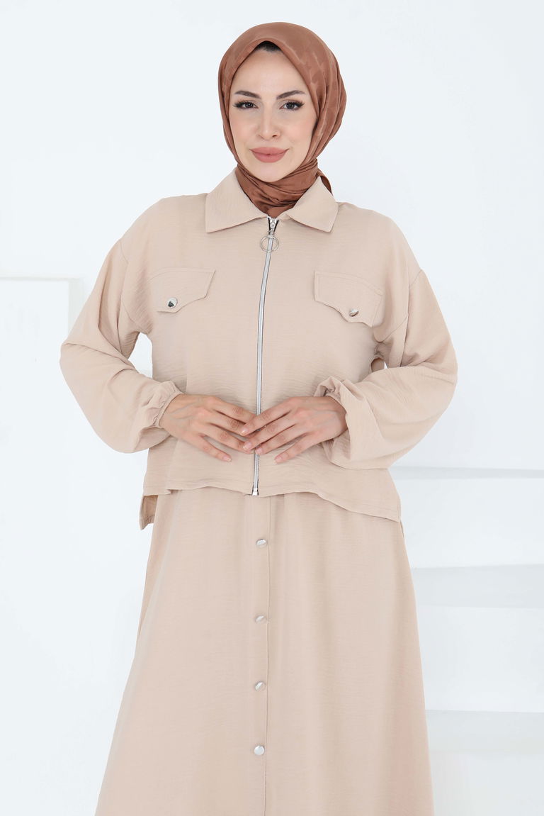 Fermuar Detay Elbise Takım - 27178 - TOFİSA