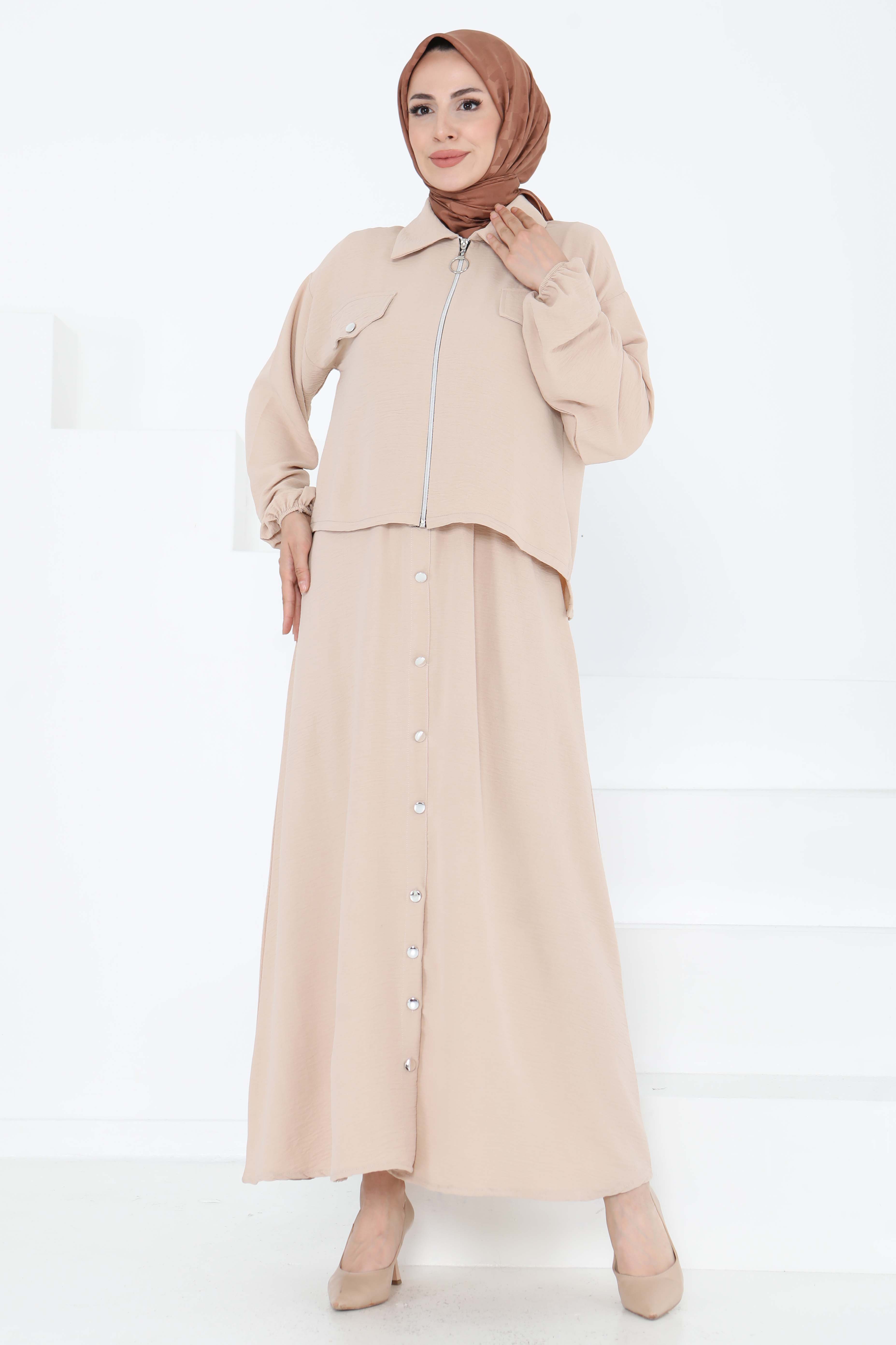 Fermuar Detay Elbise Takım - 27178 - 2