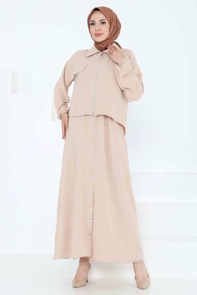 Fermuar Detay Elbise Takım - 27178 - TOFİSA